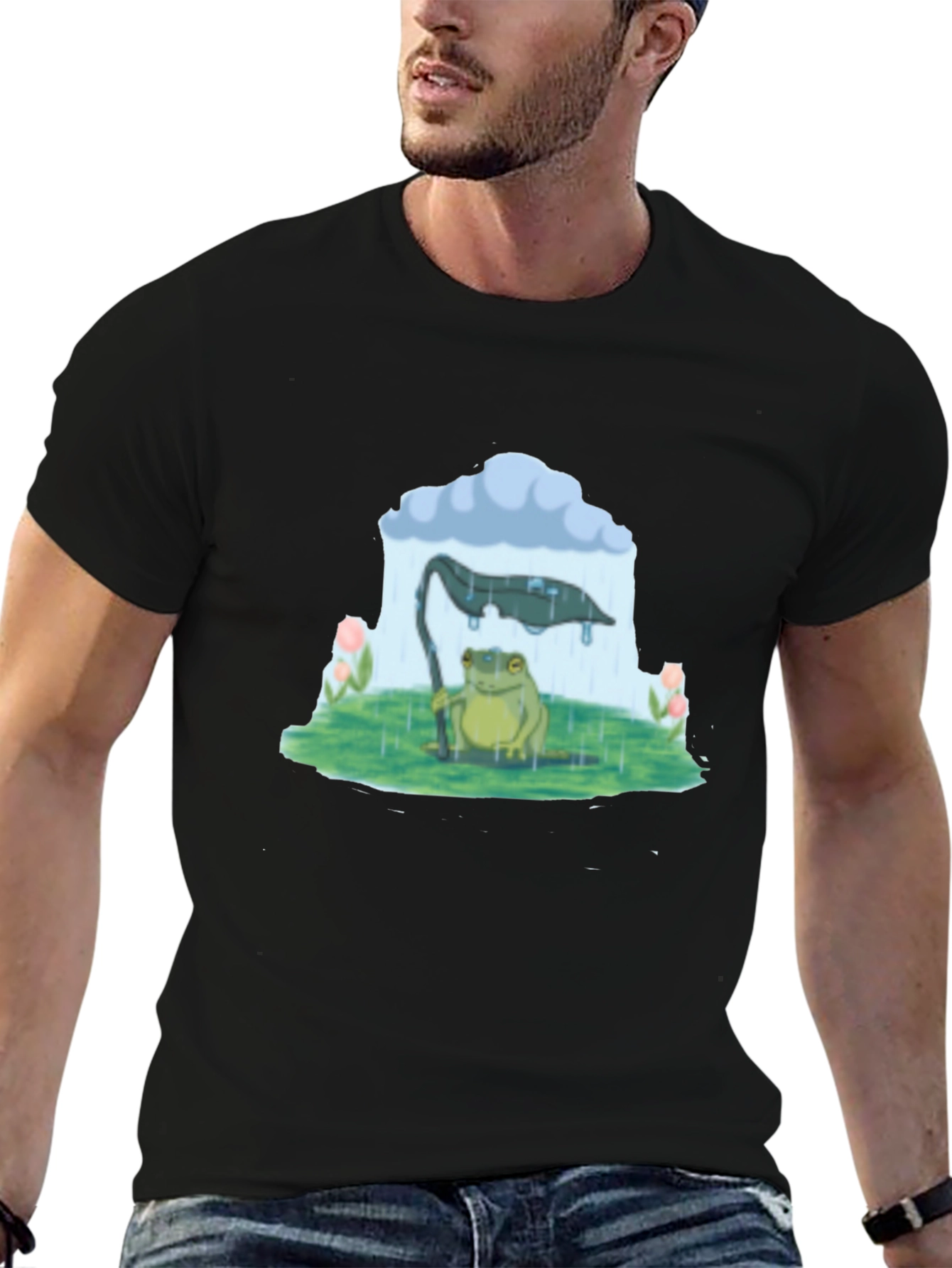 Frog Under Rain Cloud Graphic Tee