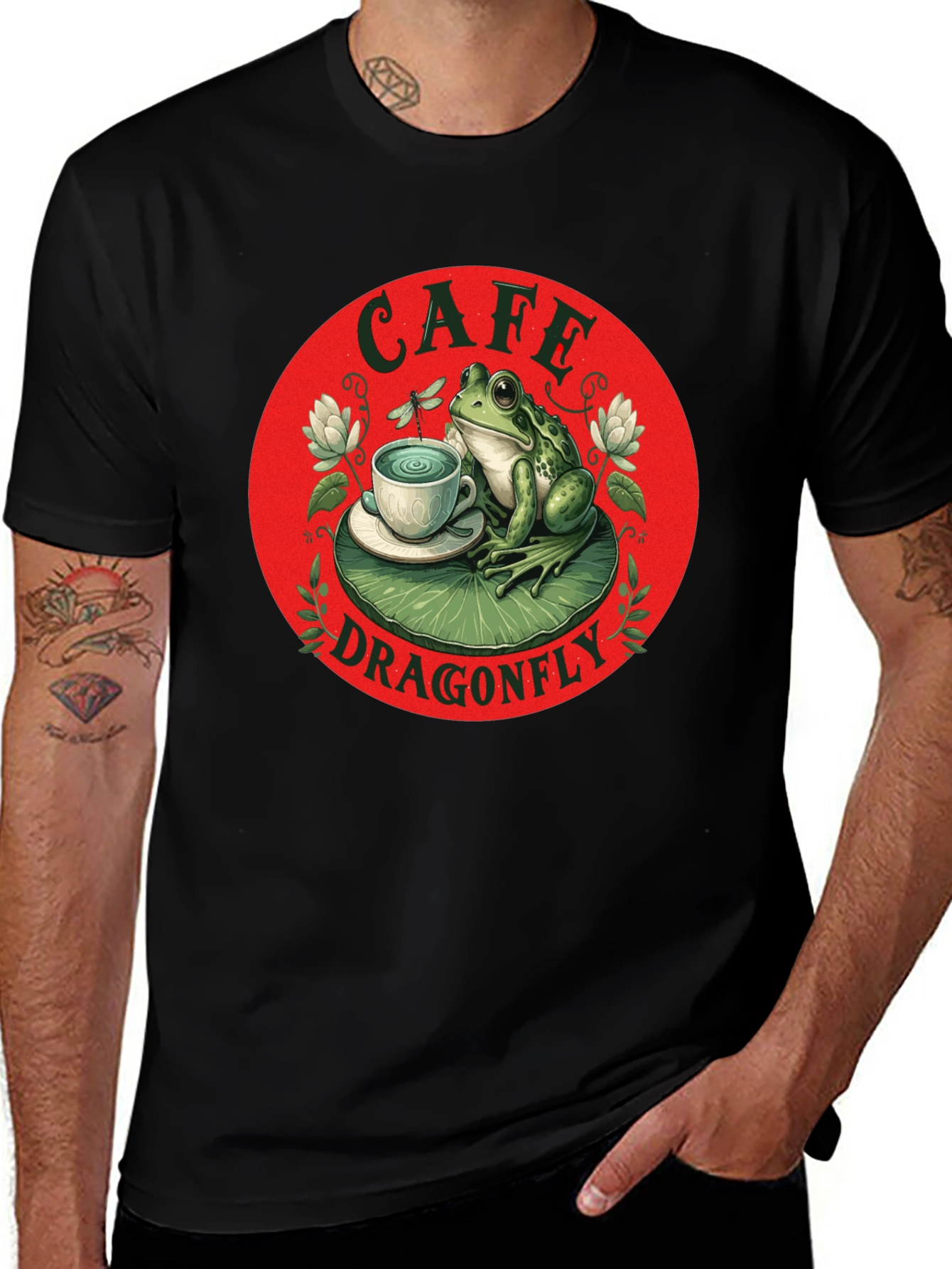 Cafe Dragonfly Frog T-Shirt