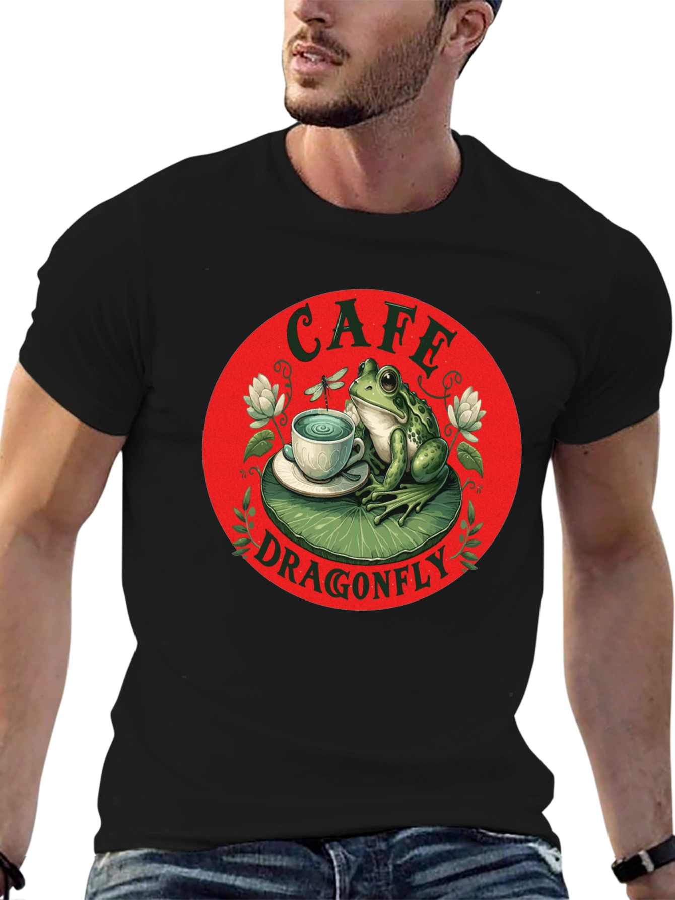 Cafe Dragonfly Frog T-Shirt