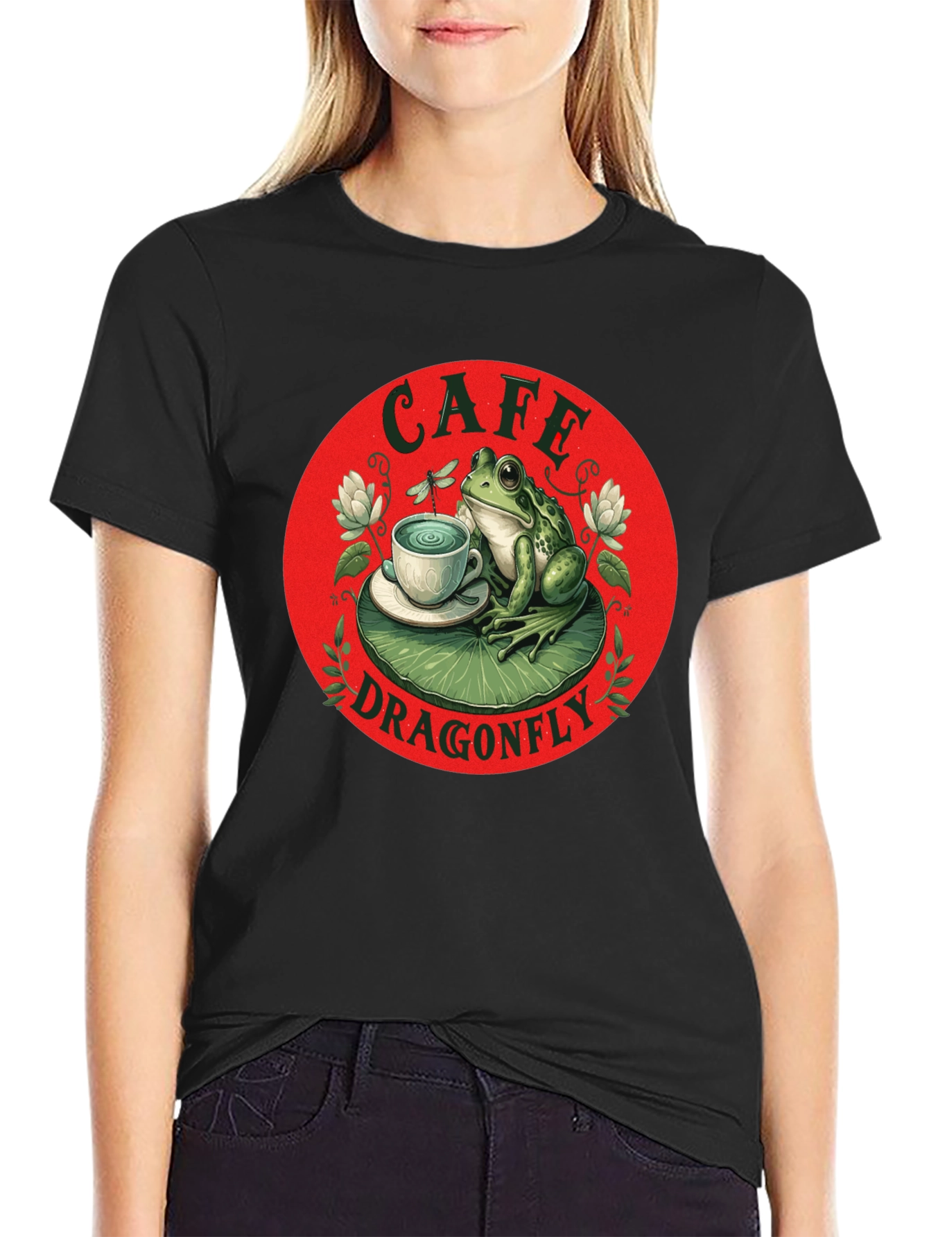 Cafe Dragonfly Frog T-Shirt