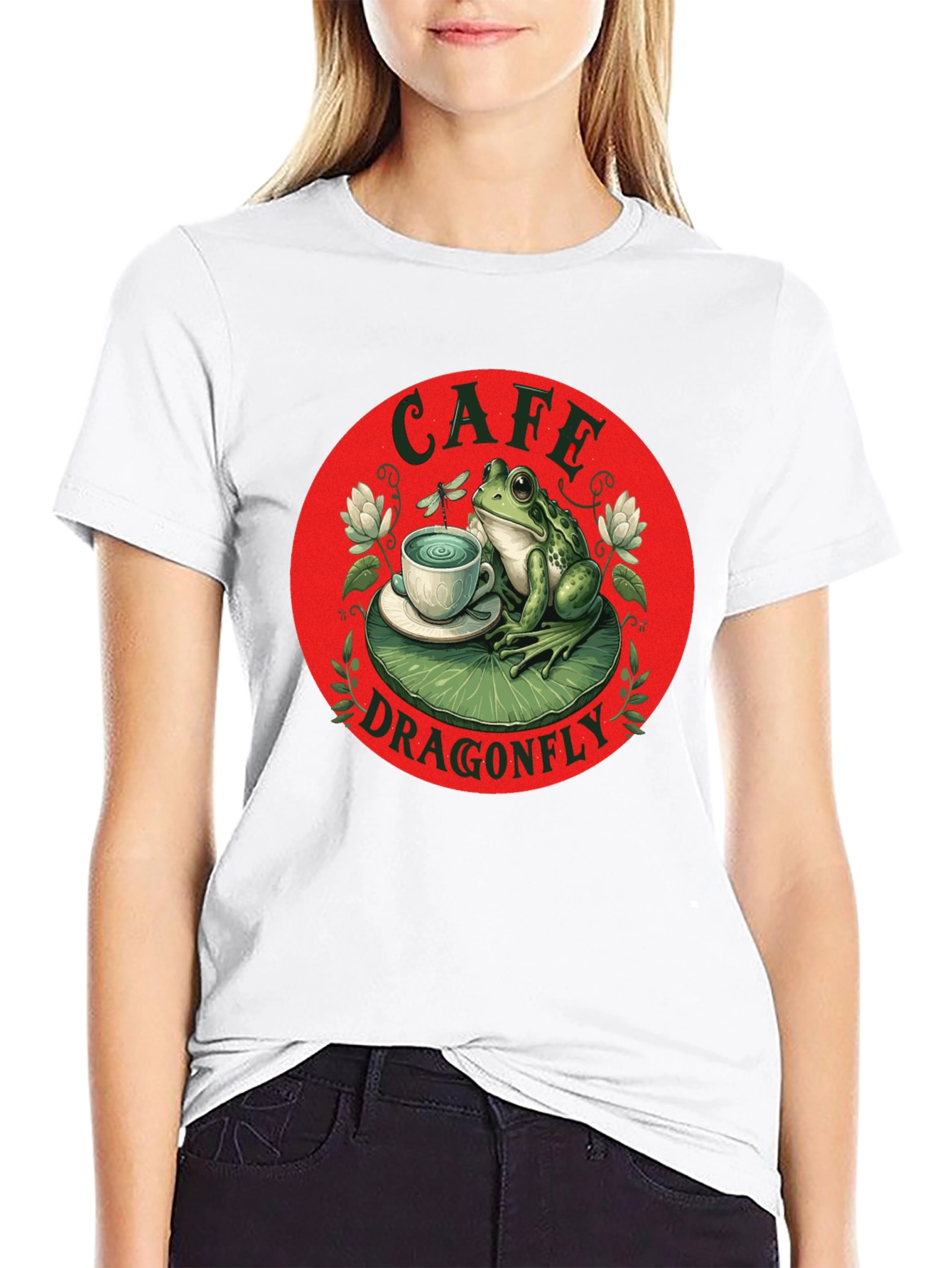 Cafe Dragonfly Frog T-Shirt