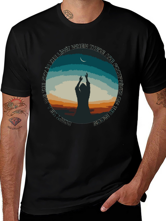 Moon Footprints Graphic Tee - Black Unisex T-Shirt