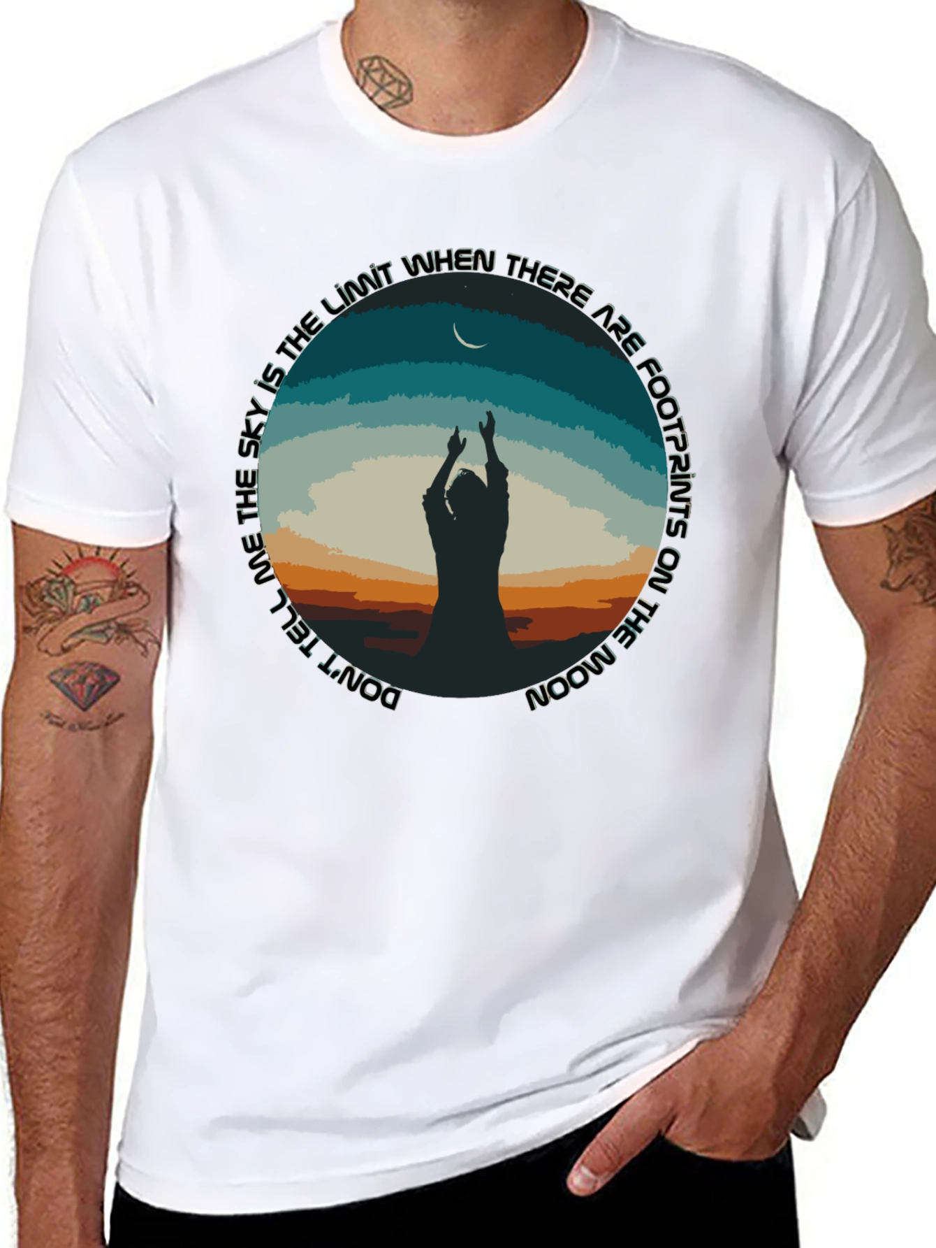 Moon Footprints Graphic Tee - Black Unisex T-Shirt