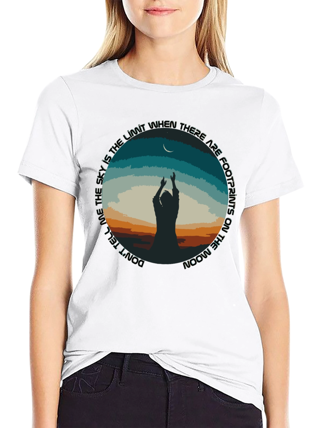 Moon Footprints Graphic Tee - Black Unisex T-Shirt