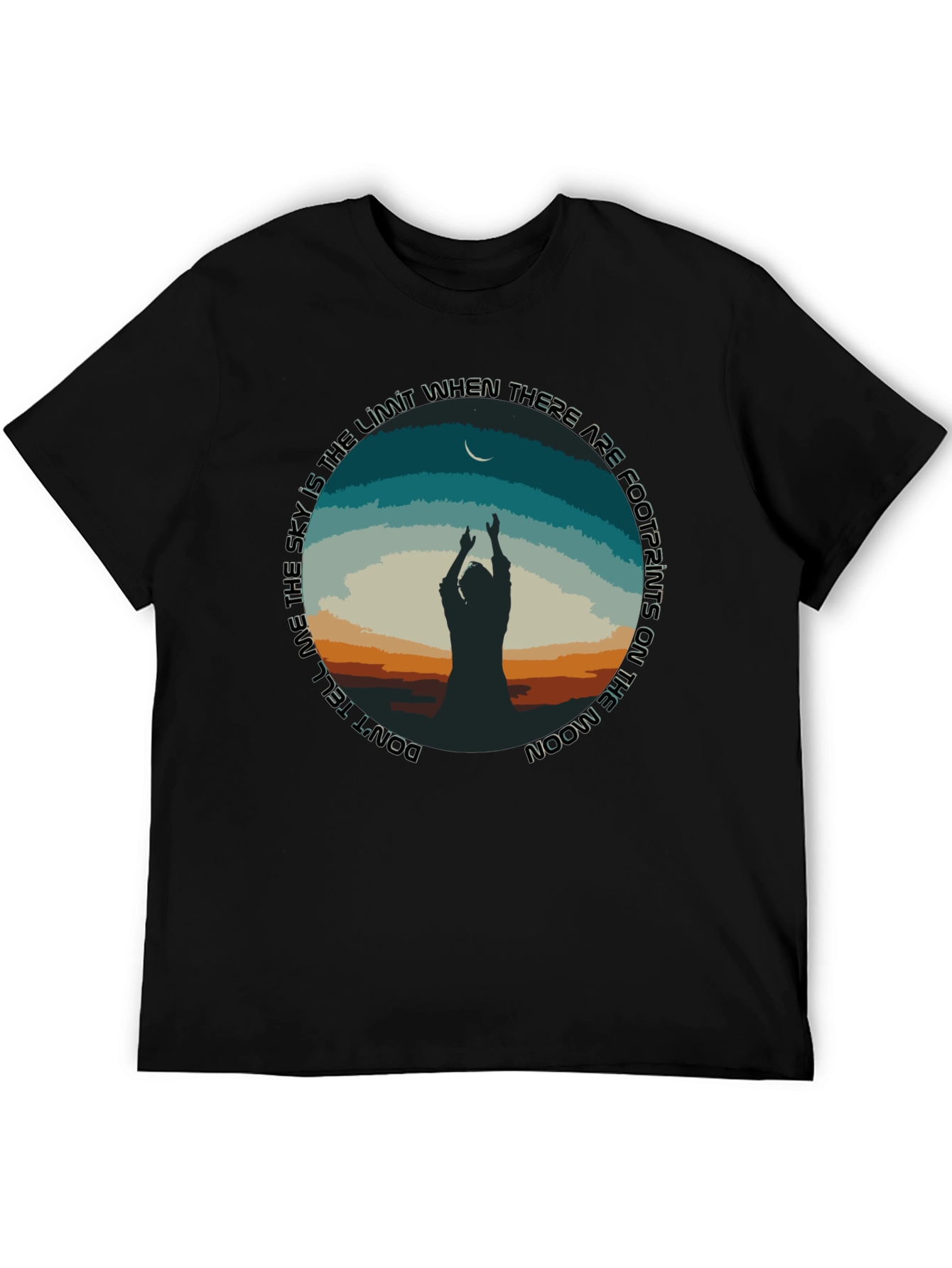 Moon Footprints Graphic Tee - Black Unisex T-Shirt