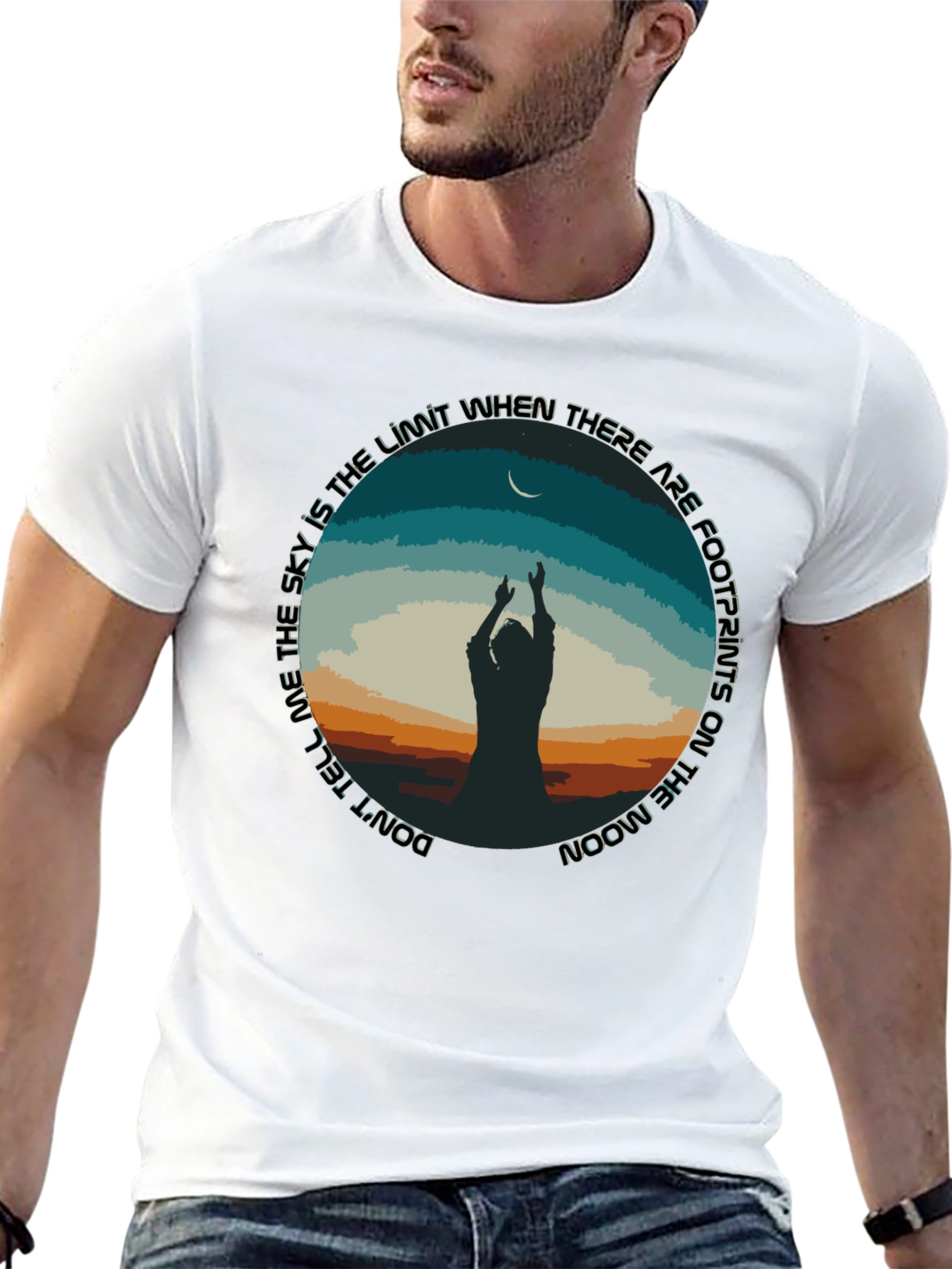 Moon Footprints Graphic Tee - Black Unisex T-Shirt