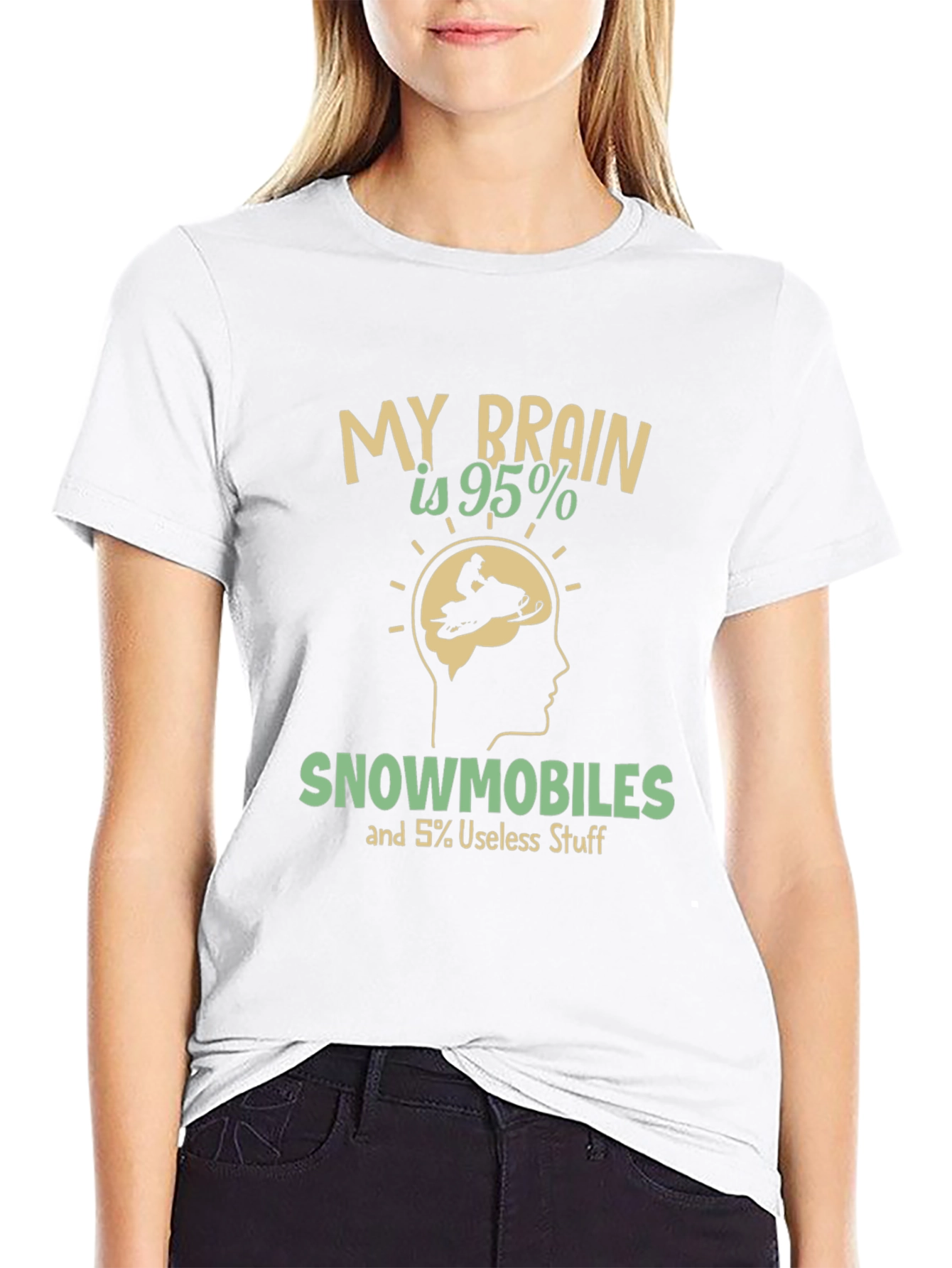 Funny Snowmobile T-Shirt - Brain is 95% Snowmobiles