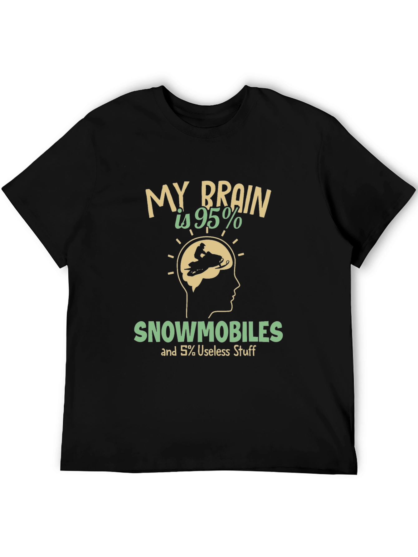 Funny Snowmobile T-Shirt - Brain is 95% Snowmobiles