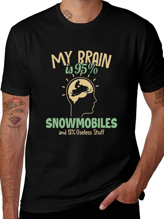 Funny Snowmobile T-Shirt - Brain is 95% Snowmobiles