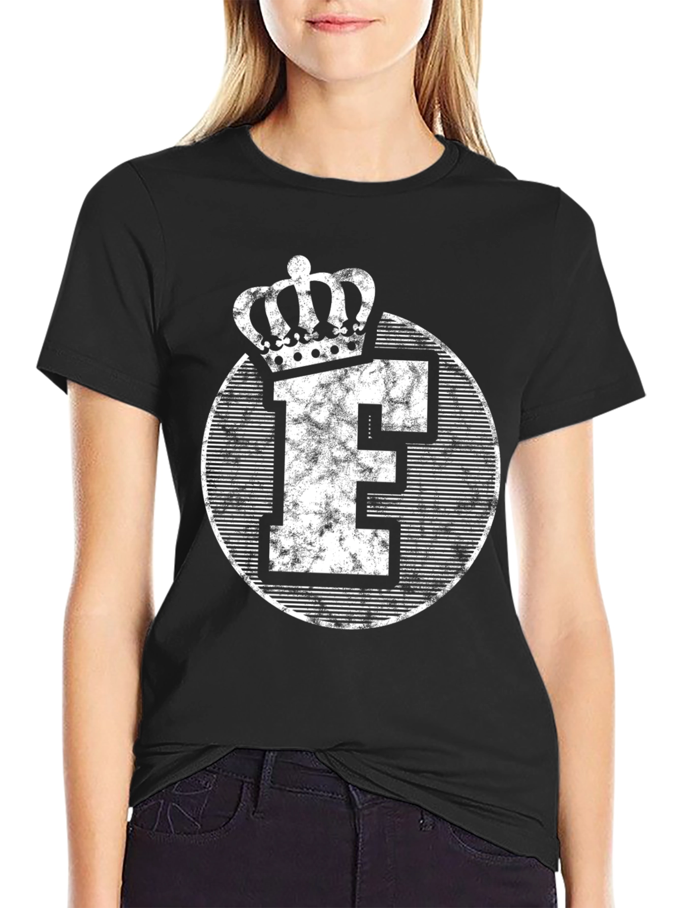 King Letter E Crown Black T-Shirt