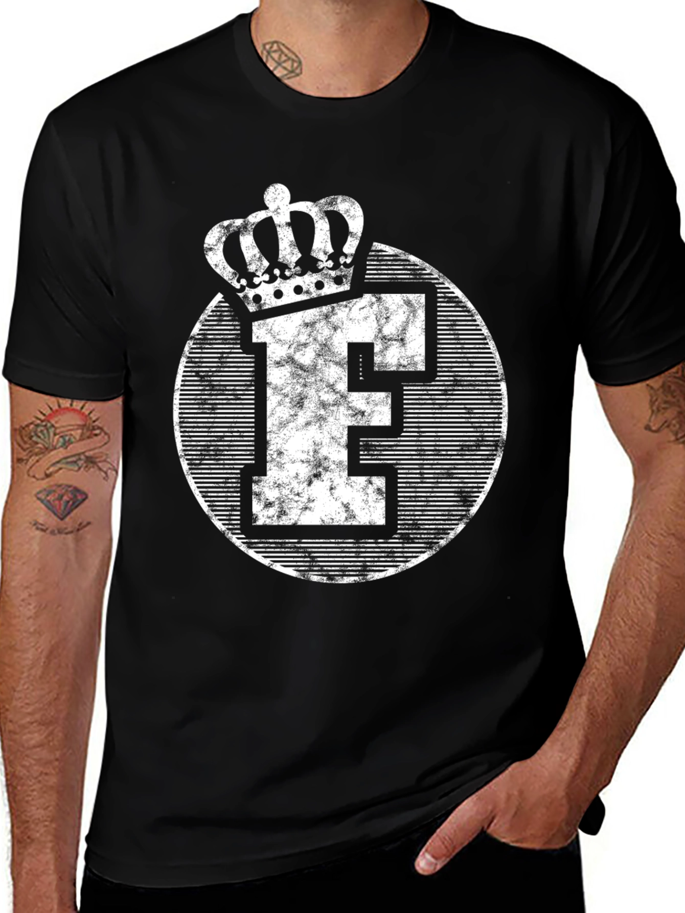 King Letter E Crown Black T-Shirt