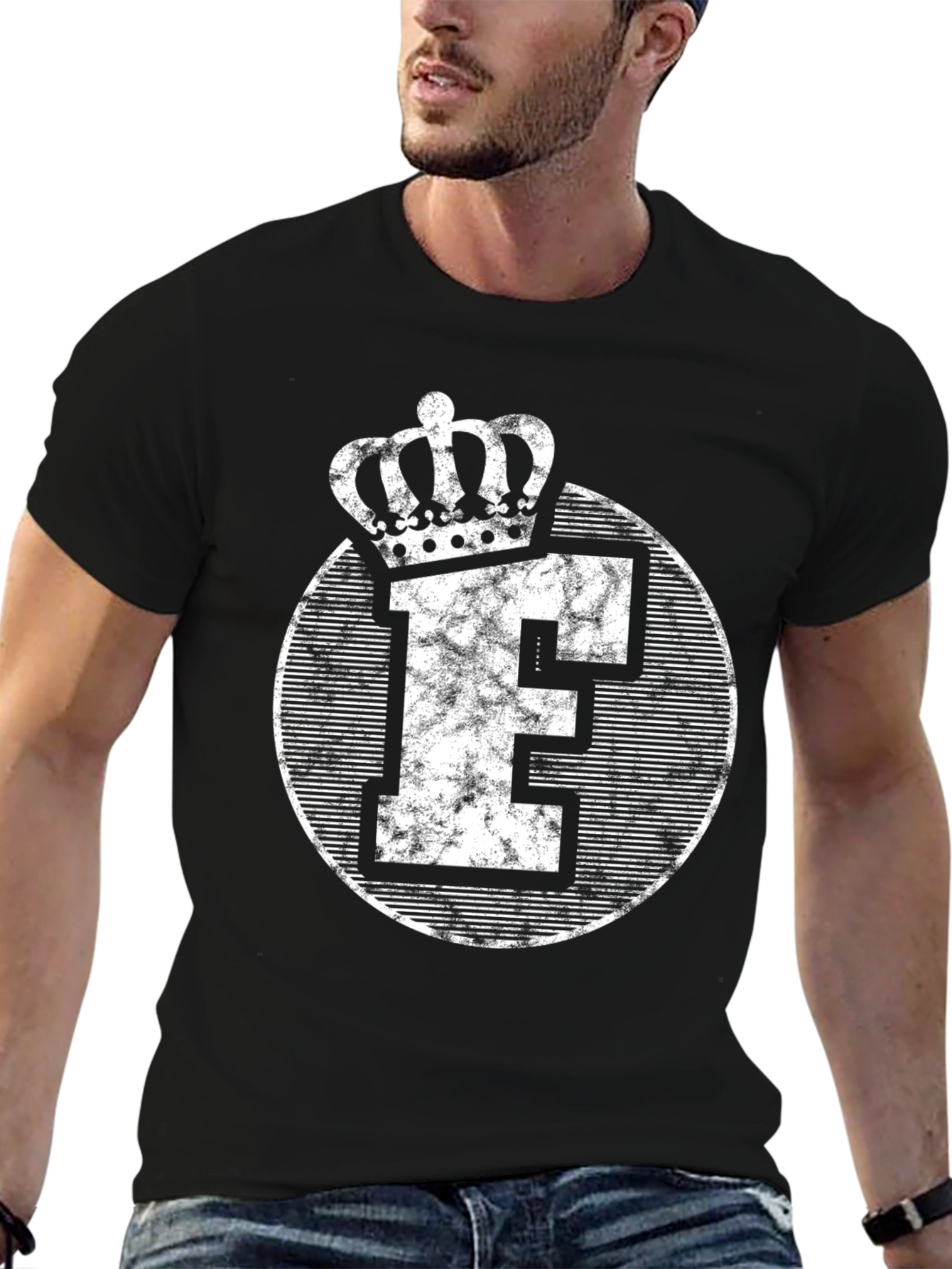King Letter E Crown Black T-Shirt
