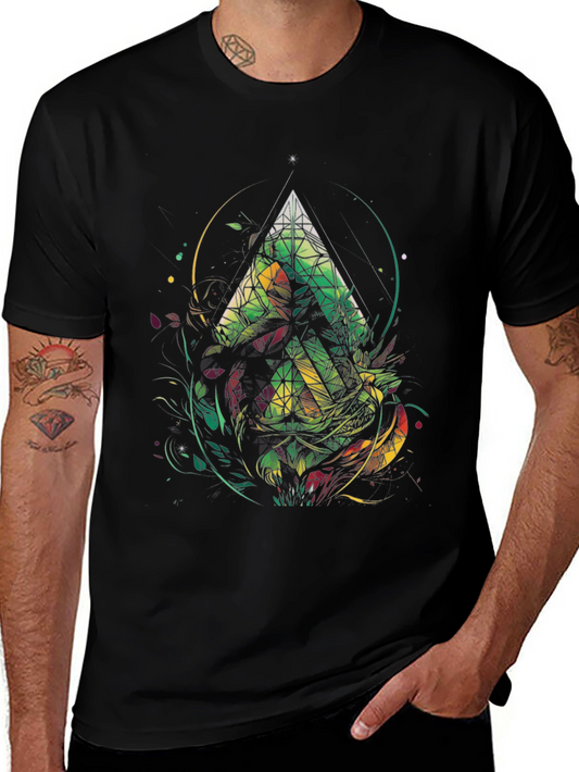 Abstract Geometric Triangle Graphic Tee - Mens Black