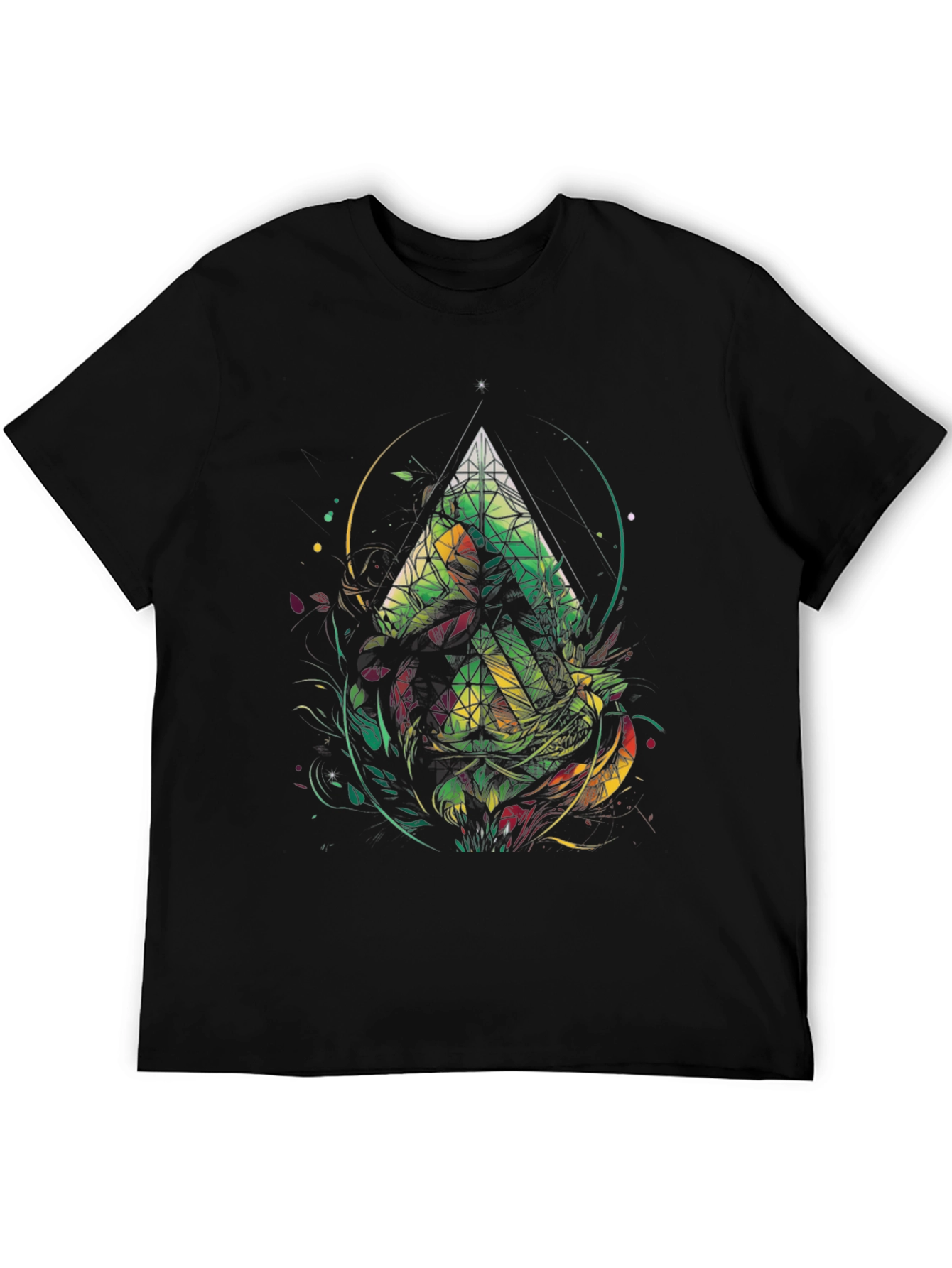 Abstract Geometric Triangle Graphic Tee - Mens Black