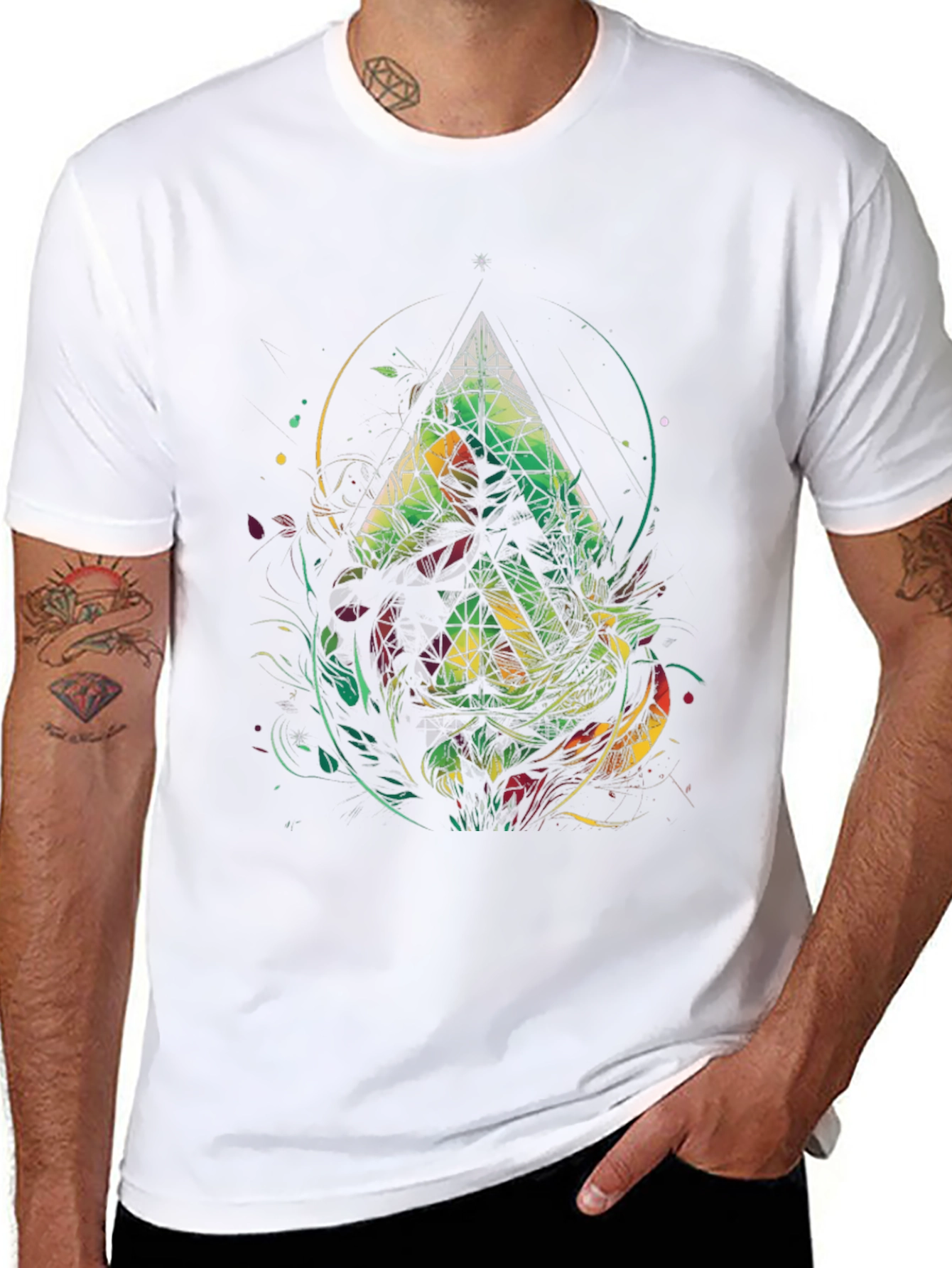 Abstract Geometric Triangle Graphic Tee - Mens Black