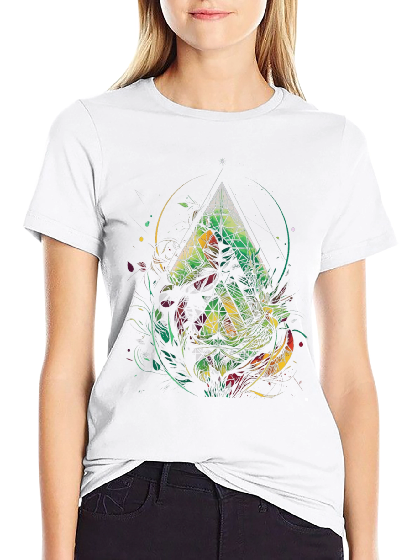 Abstract Geometric Triangle Graphic Tee - Mens Black