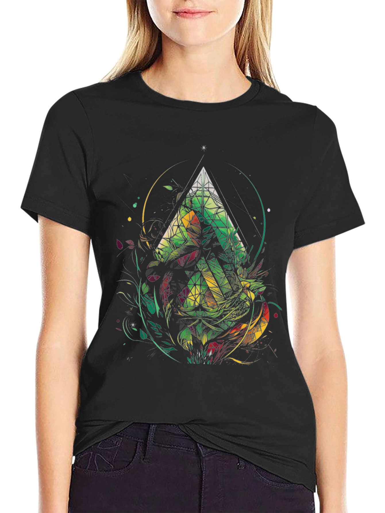 Abstract Geometric Triangle Graphic Tee - Mens Black