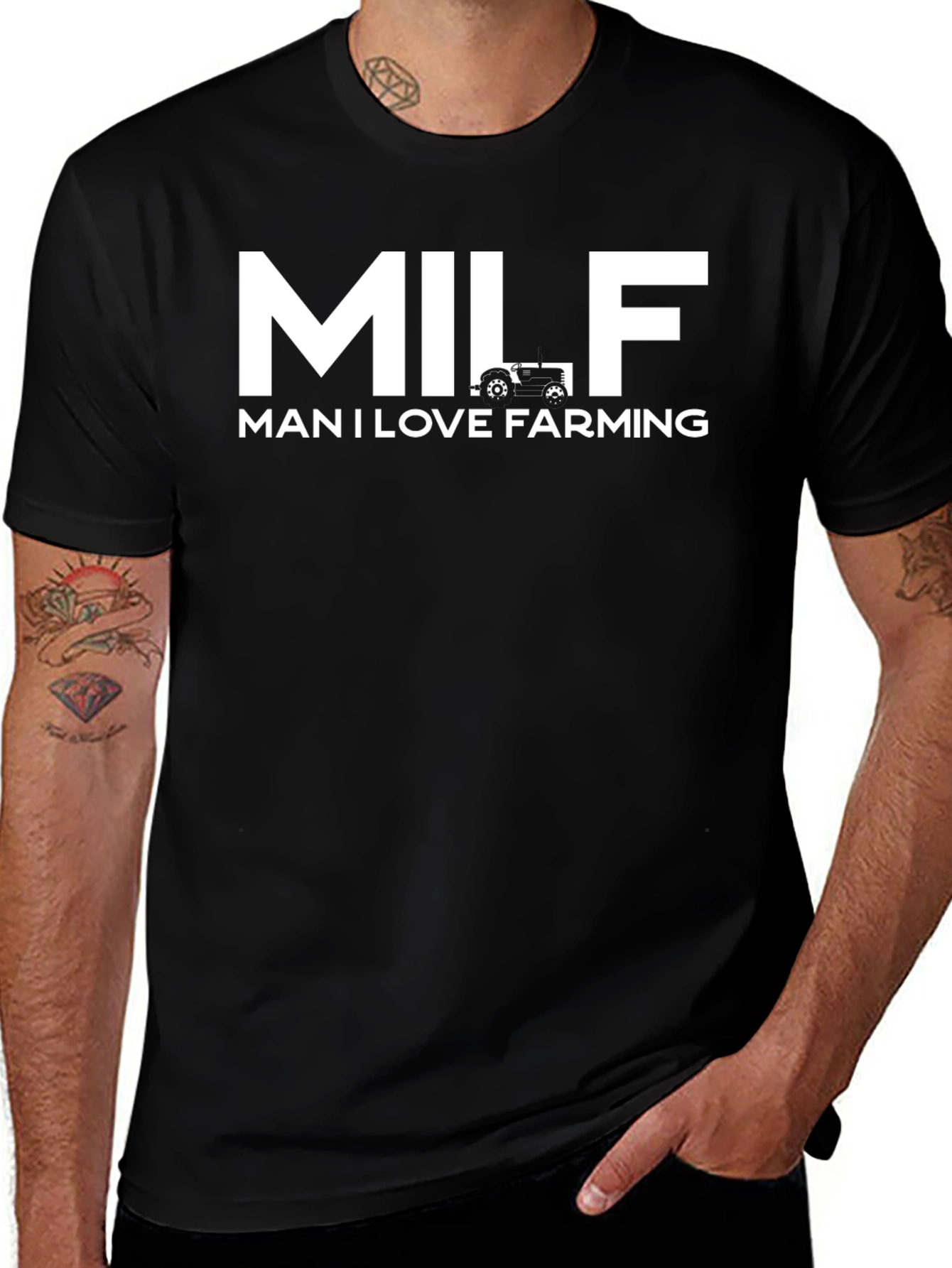 MILF Man I Love Farming Black T-Shirt