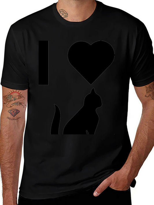 I Heart Cats T-Shirt - Black Graphic Print