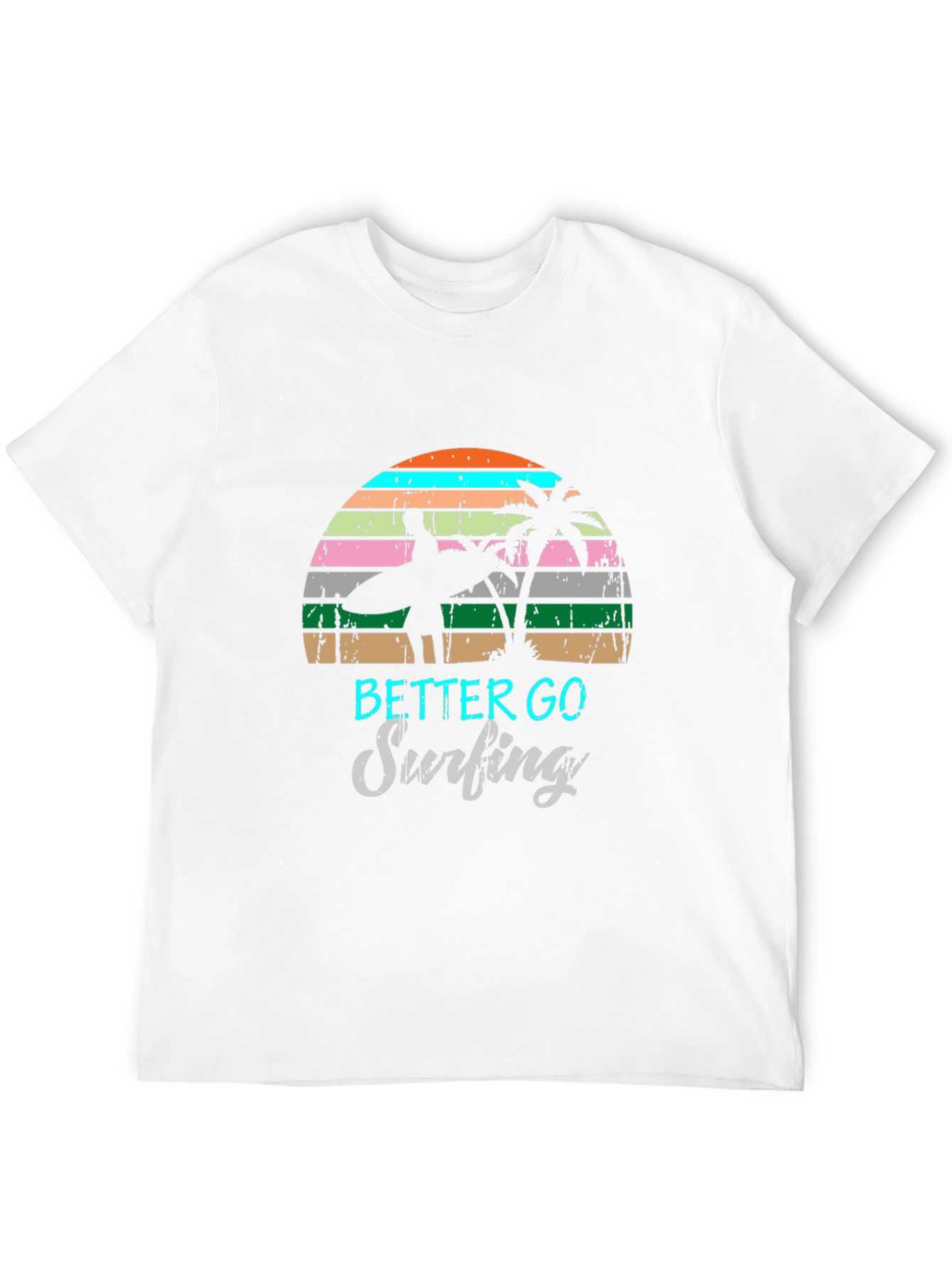 Retro Surfing T-Shirt Palm Tree Design