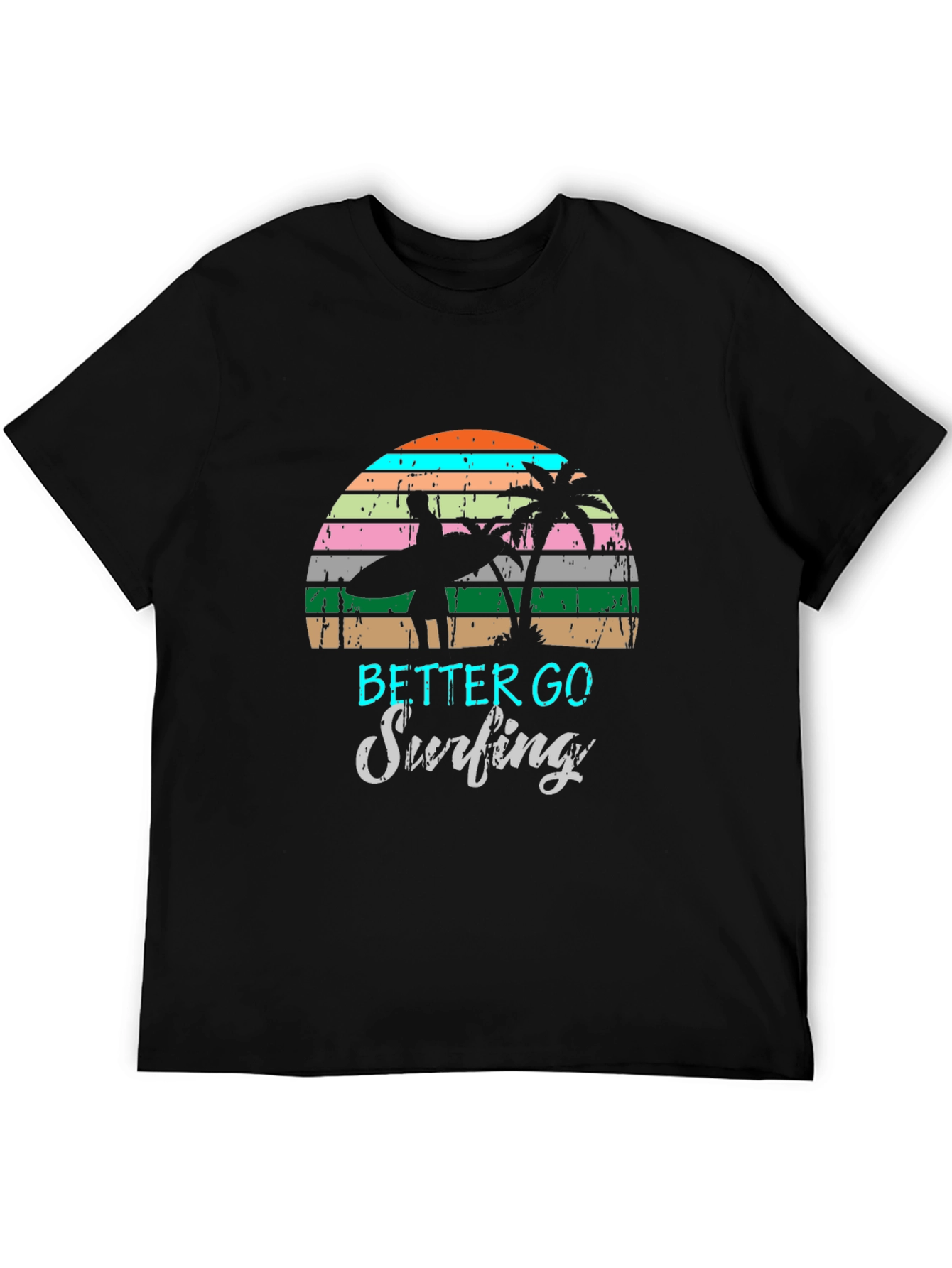 Retro Surfing T-Shirt Palm Tree Design