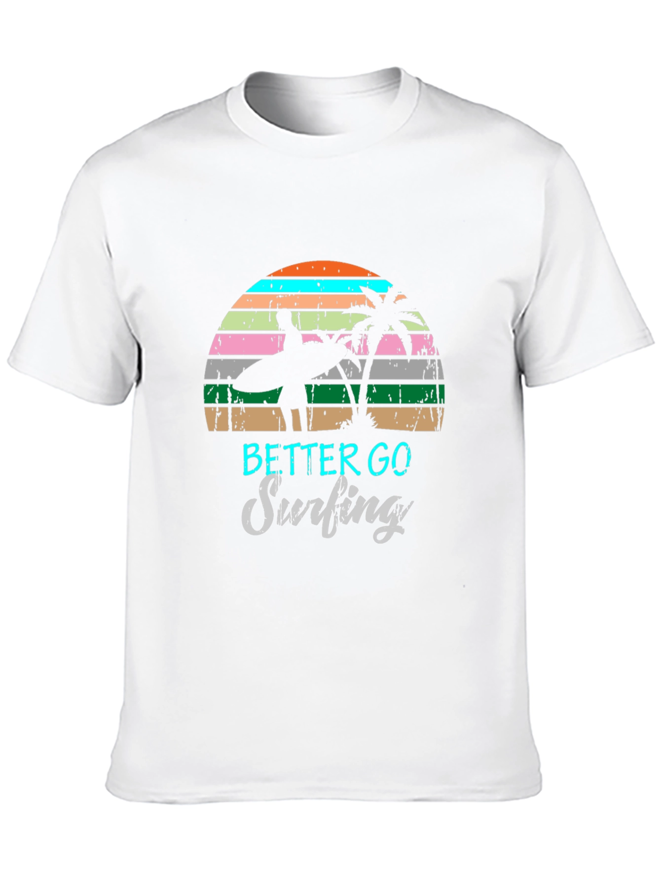 Retro Surfing T-Shirt Palm Tree Design