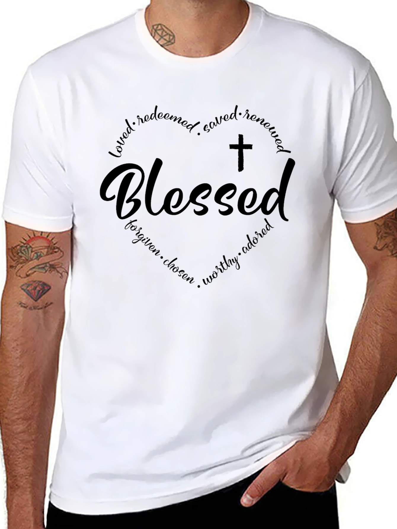 Blessed Heart Graphic T-Shirt - Black