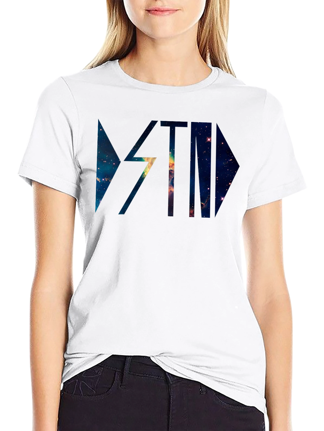 Galaxy Graphic Print Black Casual T-Shirt