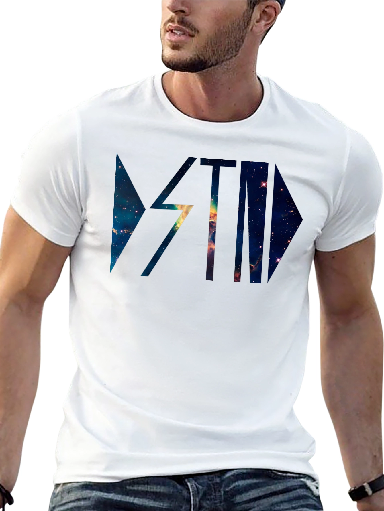 Galaxy Graphic Print Black Casual T-Shirt