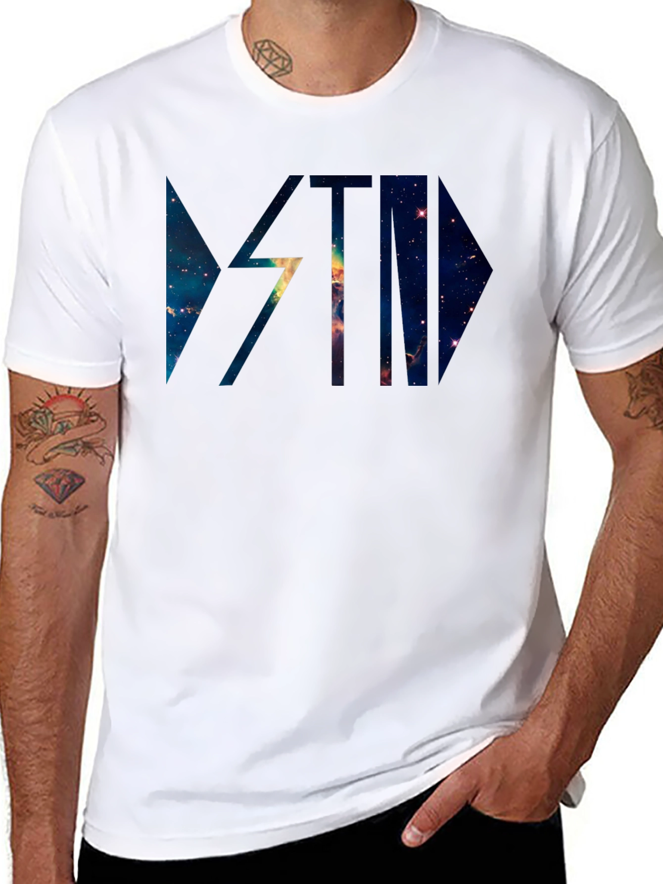 Galaxy Graphic Print Black Casual T-Shirt