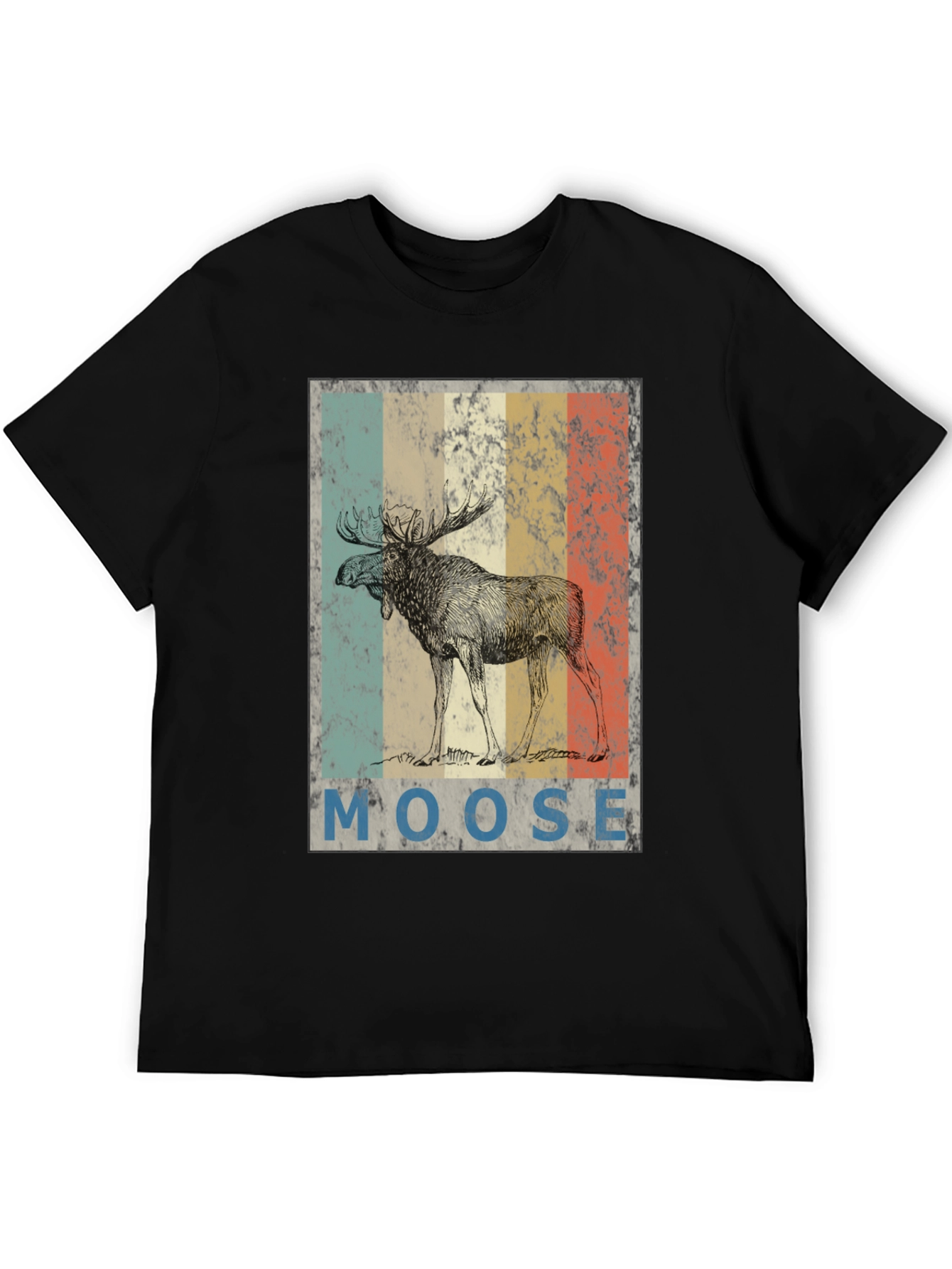 Retro Moose Graphic T-Shirt - Mens Black Tee