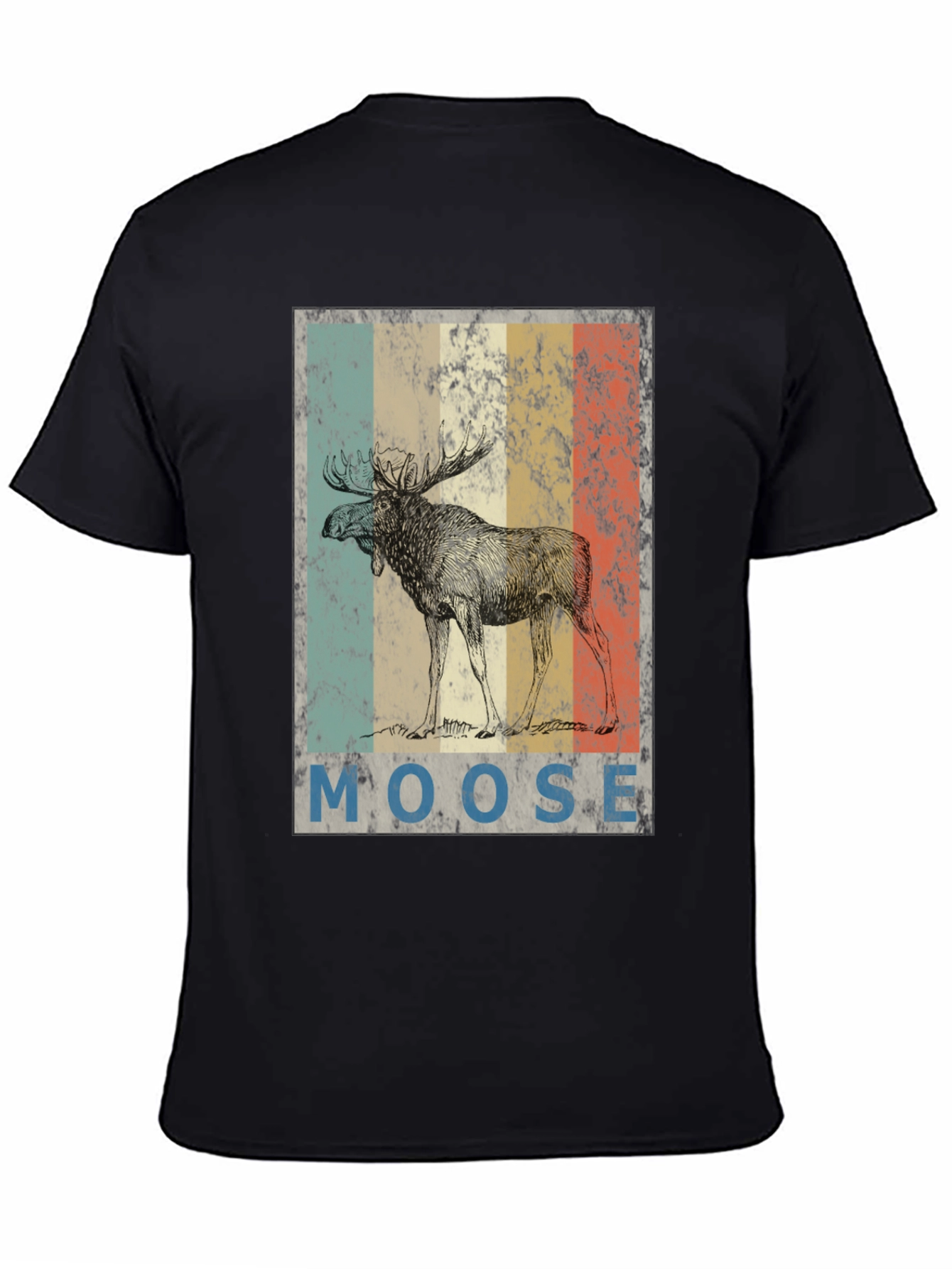 Retro Moose Graphic T-Shirt - Mens Black Tee
