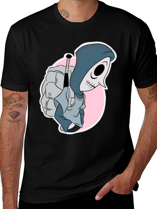 Cartoon Reaper Graphic Tee - Mens Black T-Shirt