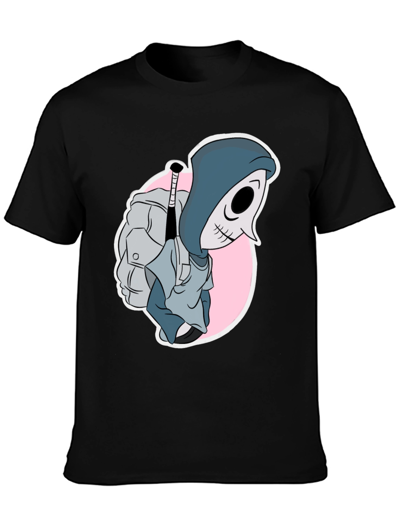 Cartoon Reaper Graphic Tee - Mens Black T-Shirt