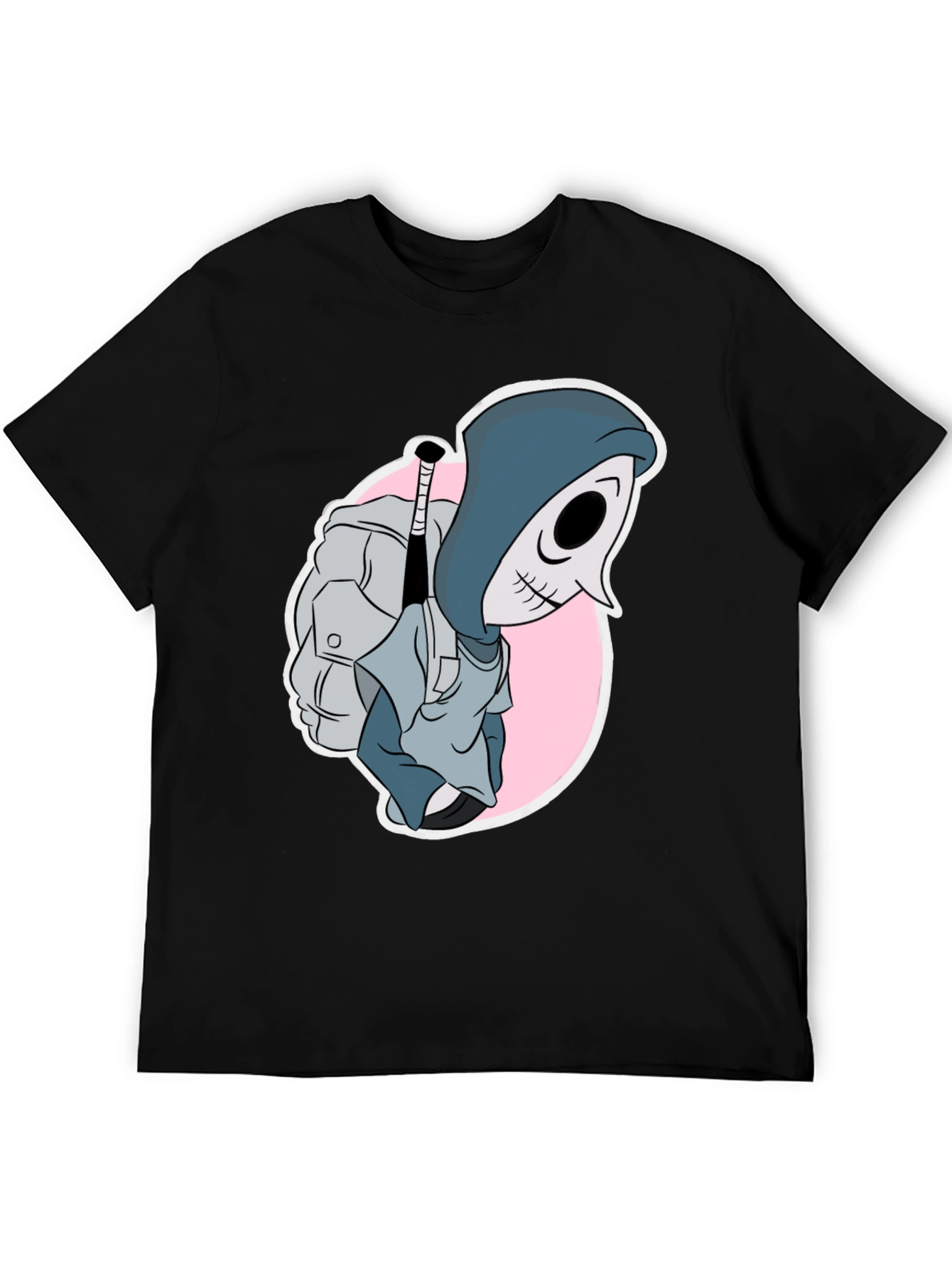 Cartoon Reaper Graphic Tee - Mens Black T-Shirt