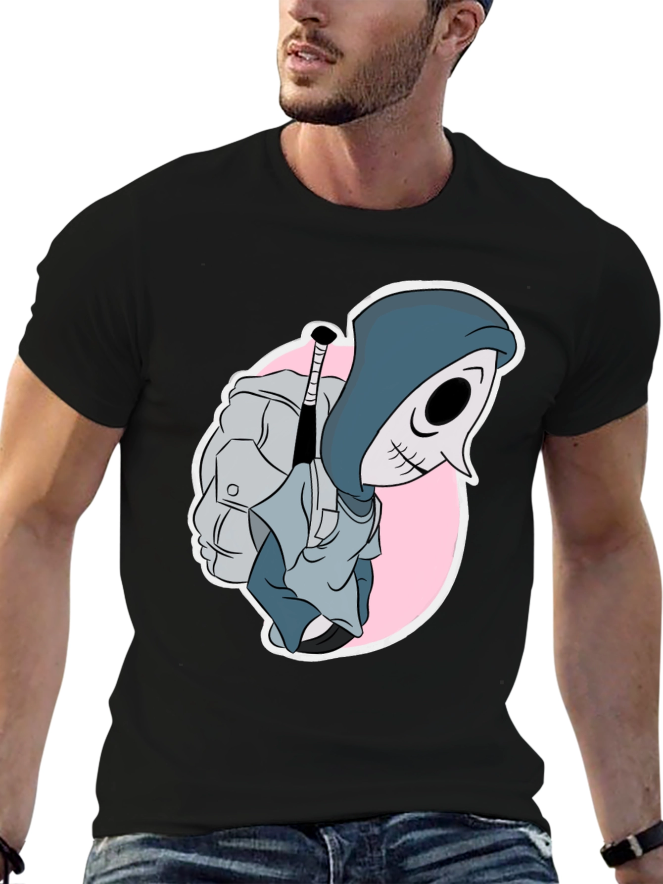 Cartoon Reaper Graphic Tee - Mens Black T-Shirt
