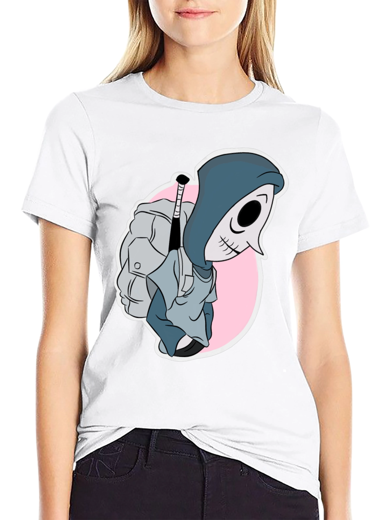 Cartoon Reaper Graphic Tee - Mens Black T-Shirt
