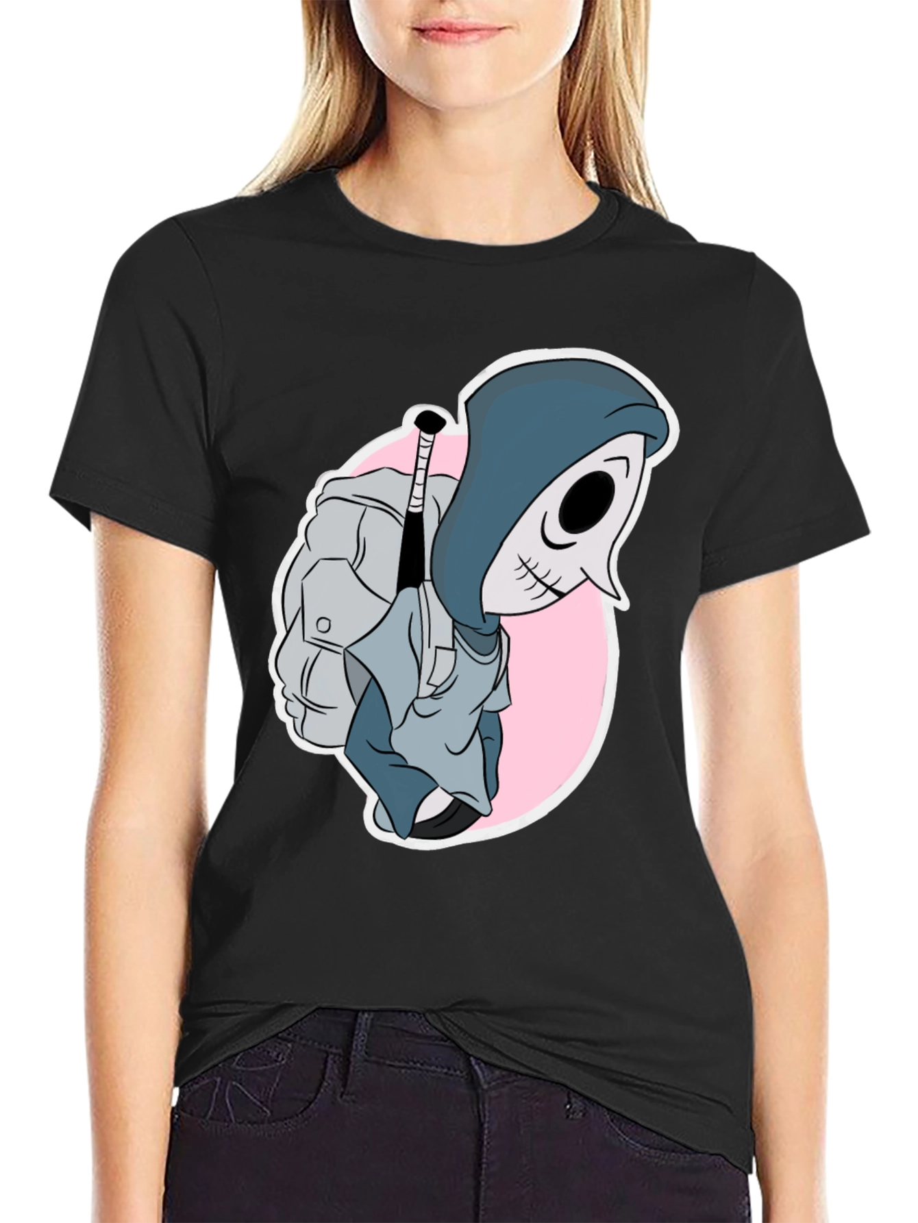 Cartoon Reaper Graphic Tee - Mens Black T-Shirt