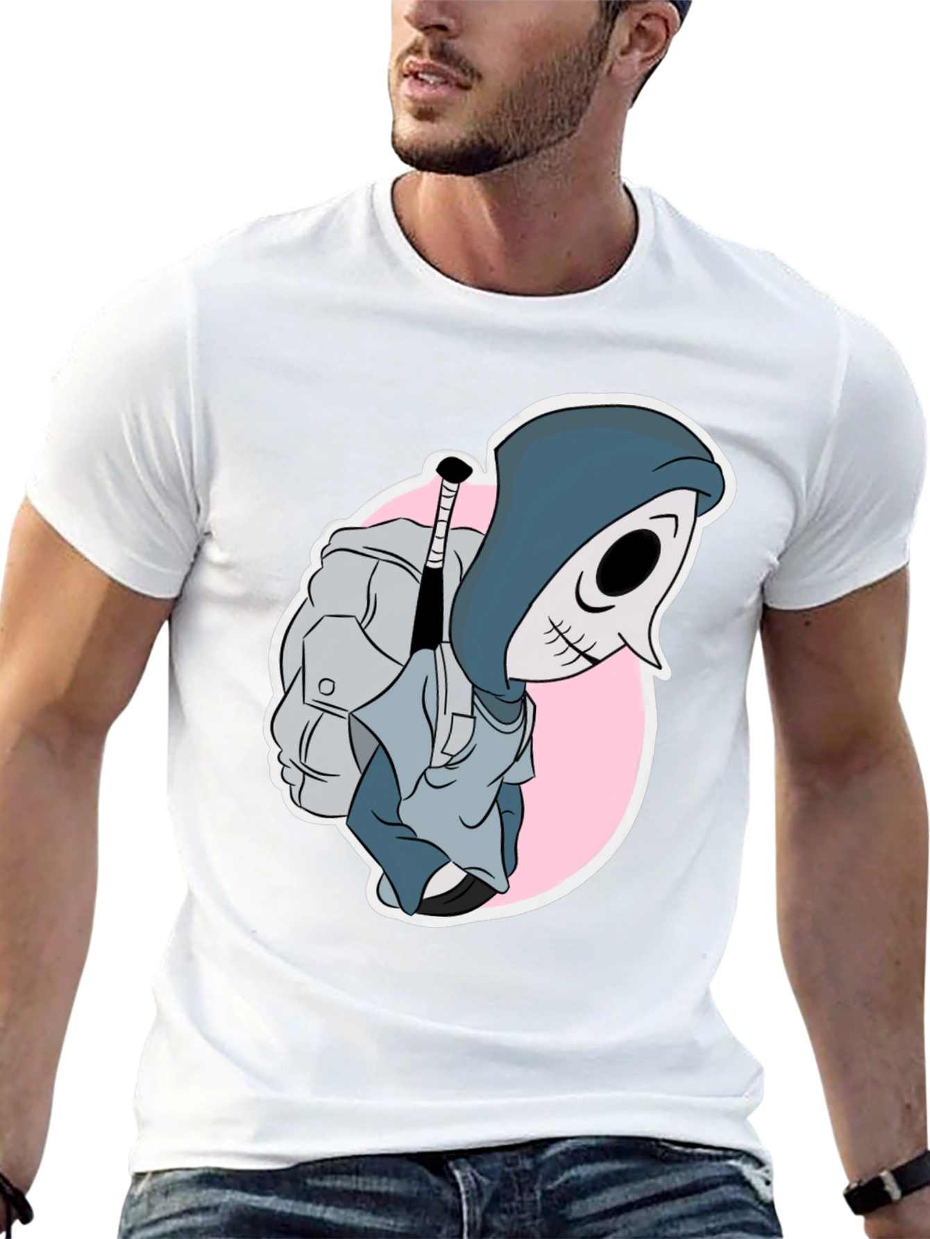 Cartoon Reaper Graphic Tee - Mens Black T-Shirt