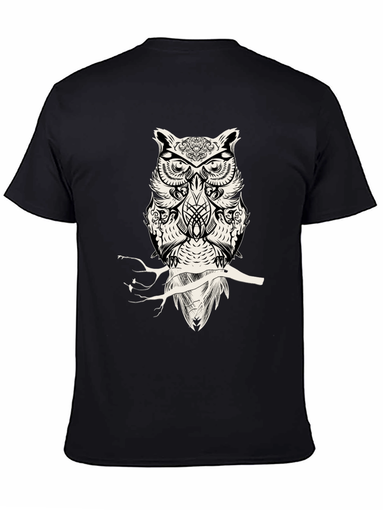 Owl Graphic Print Mens Black T-Shirt