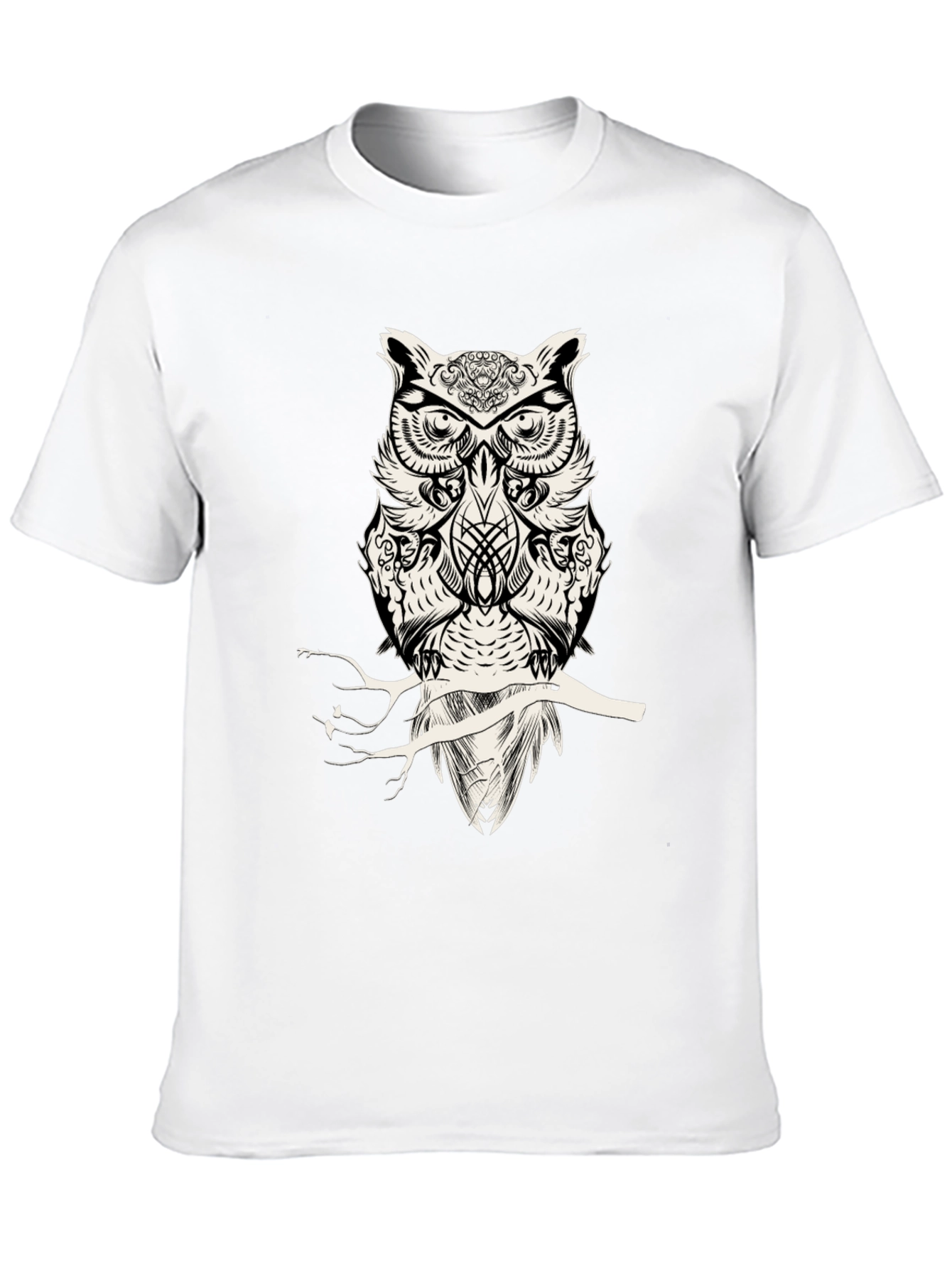 Owl Graphic Print Mens Black T-Shirt