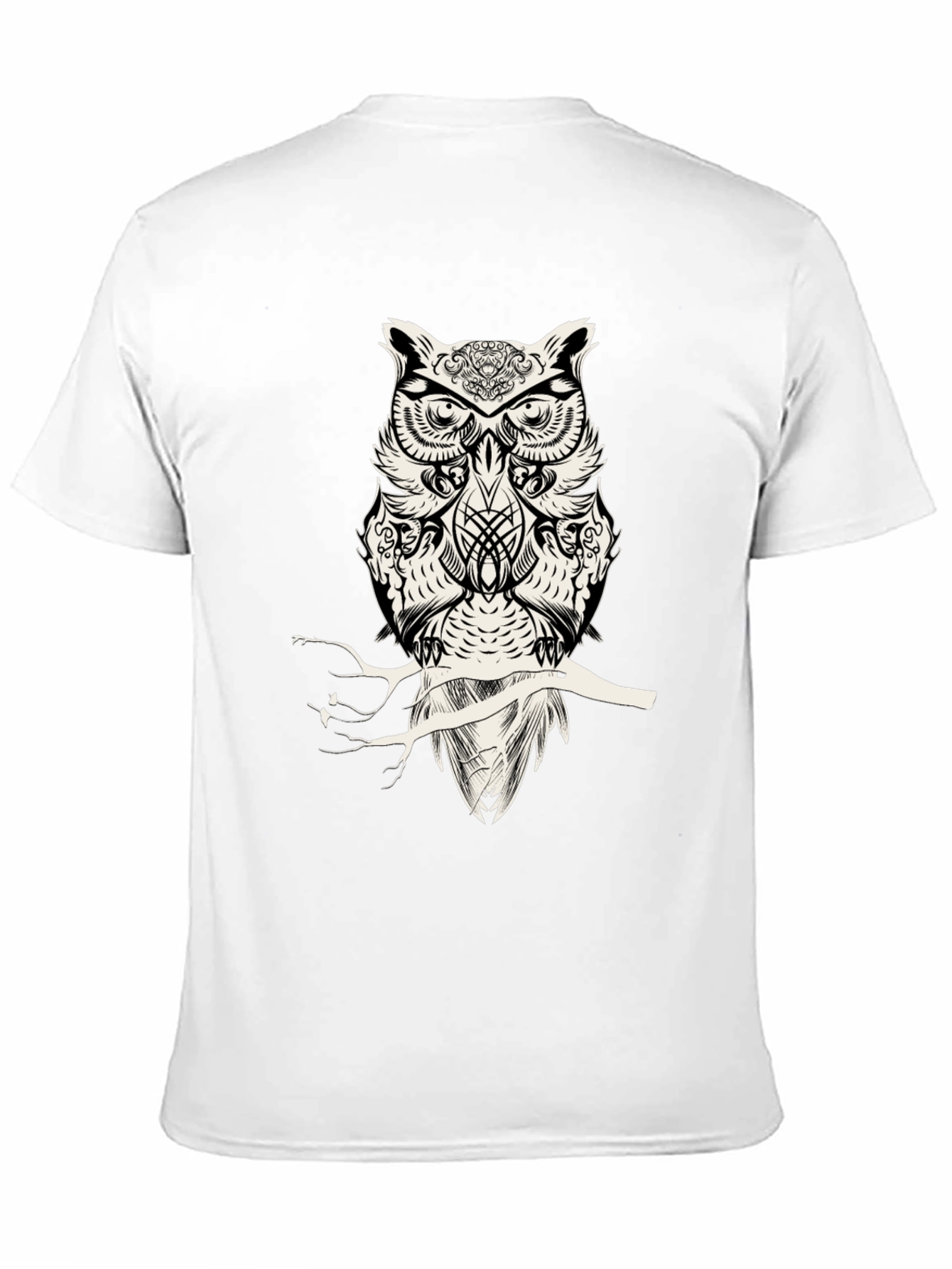 Owl Graphic Print Mens Black T-Shirt