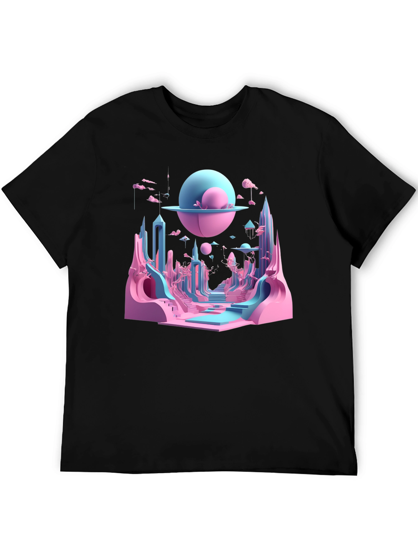 Surrealscape Graphic Print Black T-Shirt