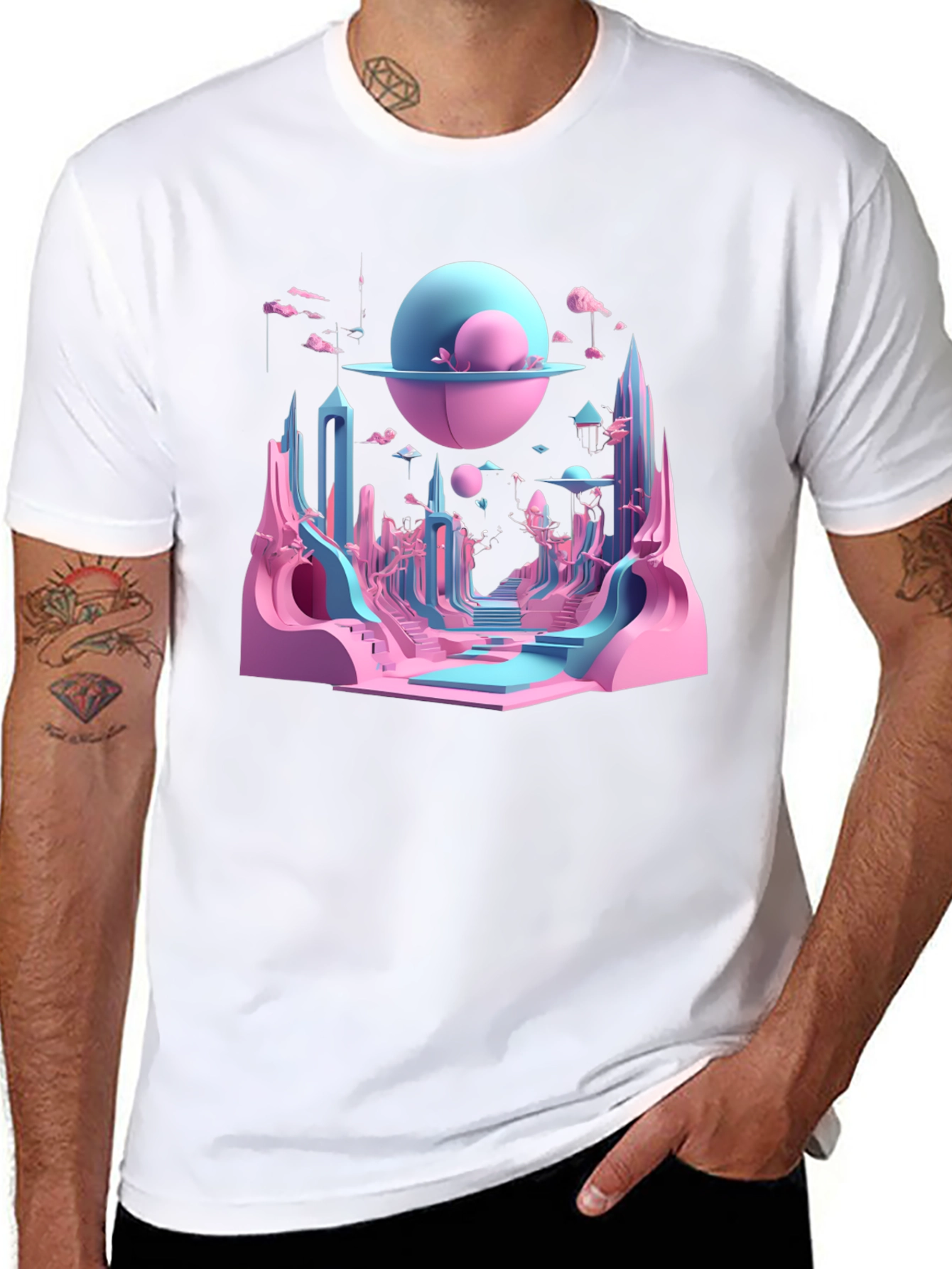 Surrealscape Graphic Print Black T-Shirt