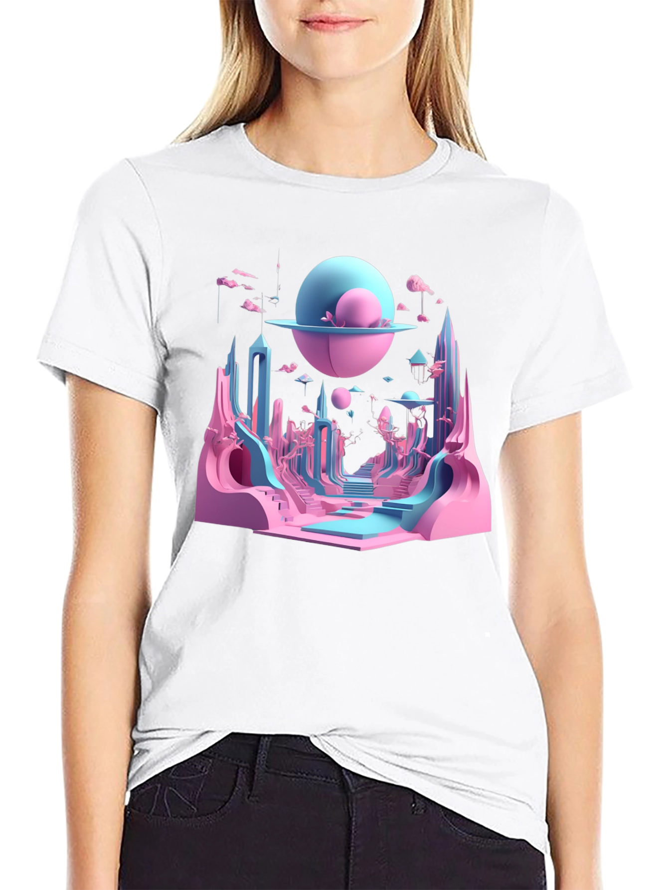 Surrealscape Graphic Print Black T-Shirt
