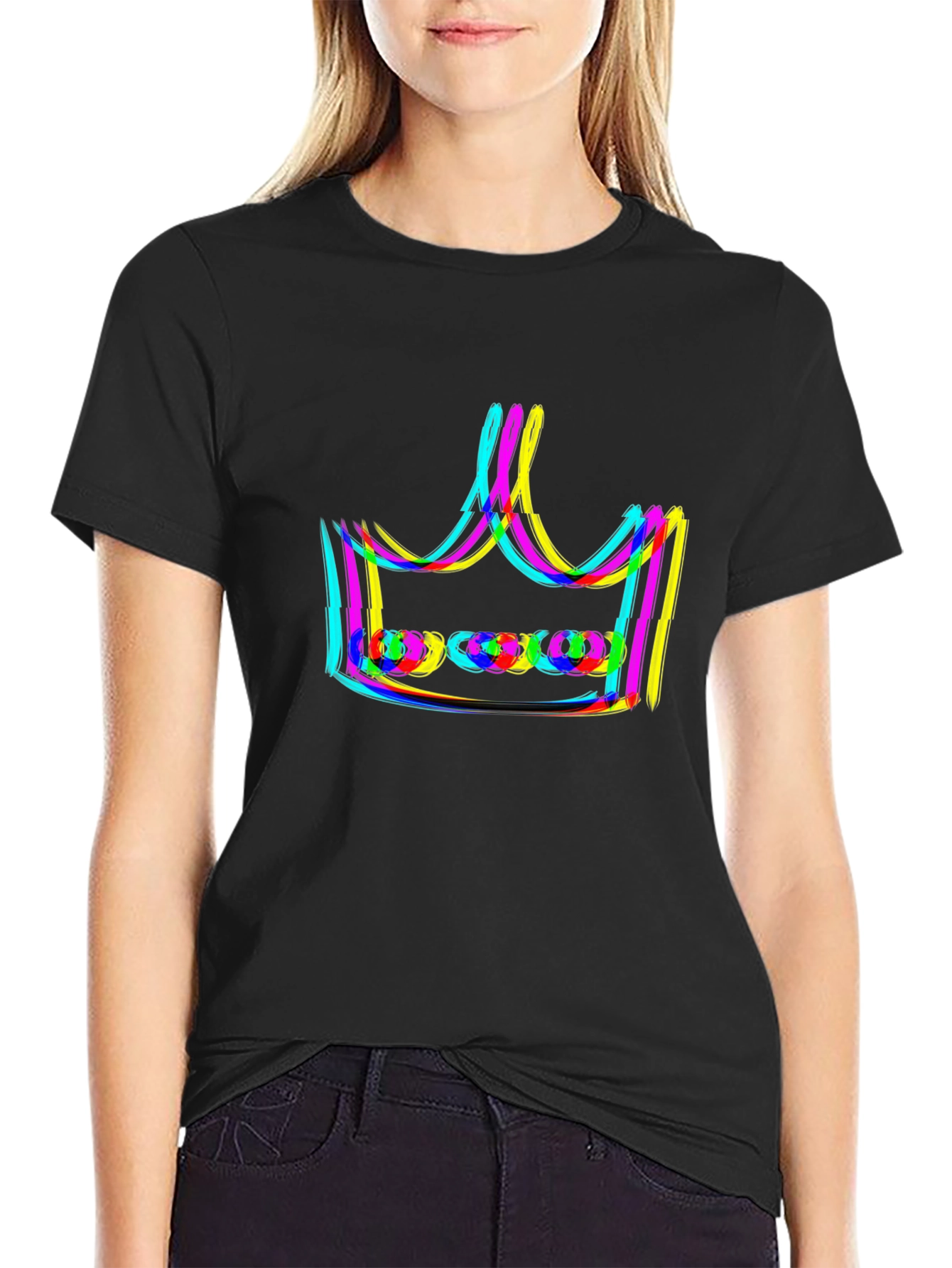 Neon Crown Graphic Black T-Shirt