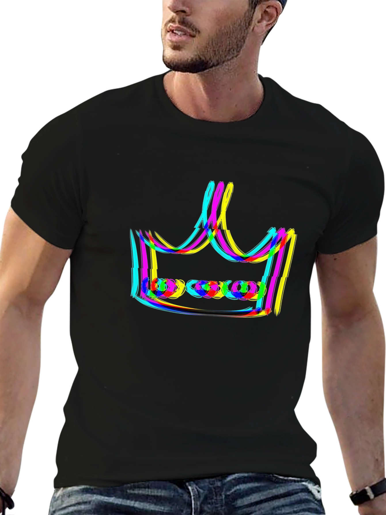 Neon Crown Graphic Black T-Shirt