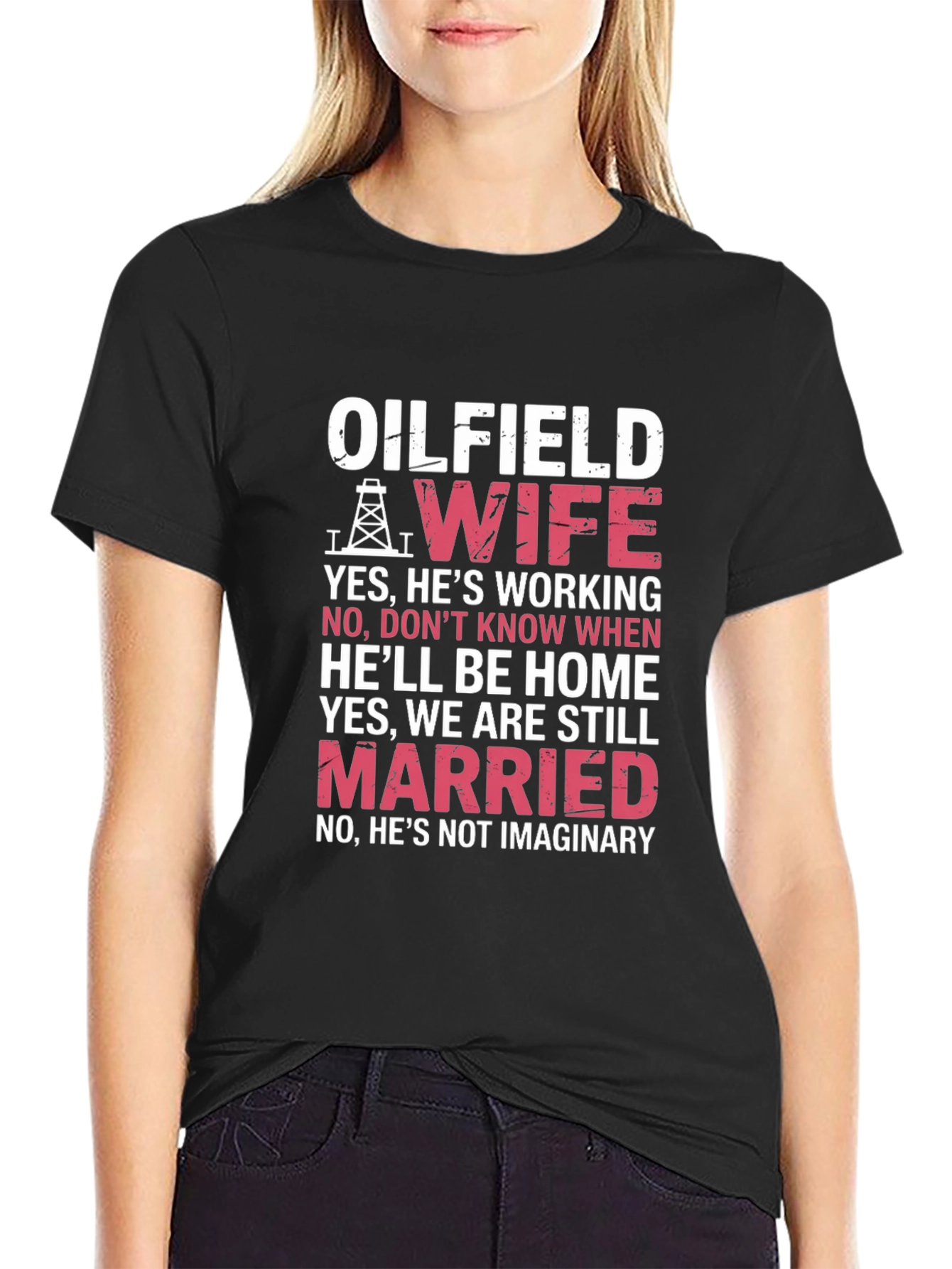Oilfield Wife Graphic Tee - Black Cotton Blend
