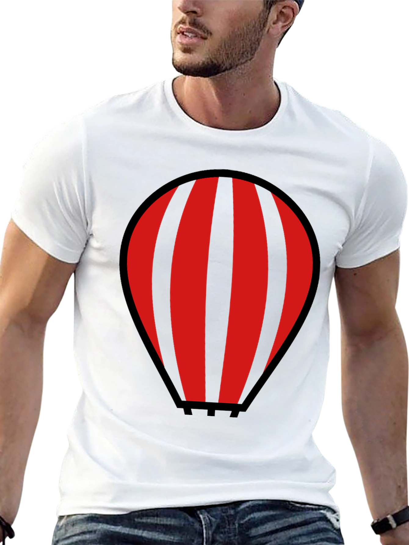 Striped Hot Air Balloon Graphic T-Shirt