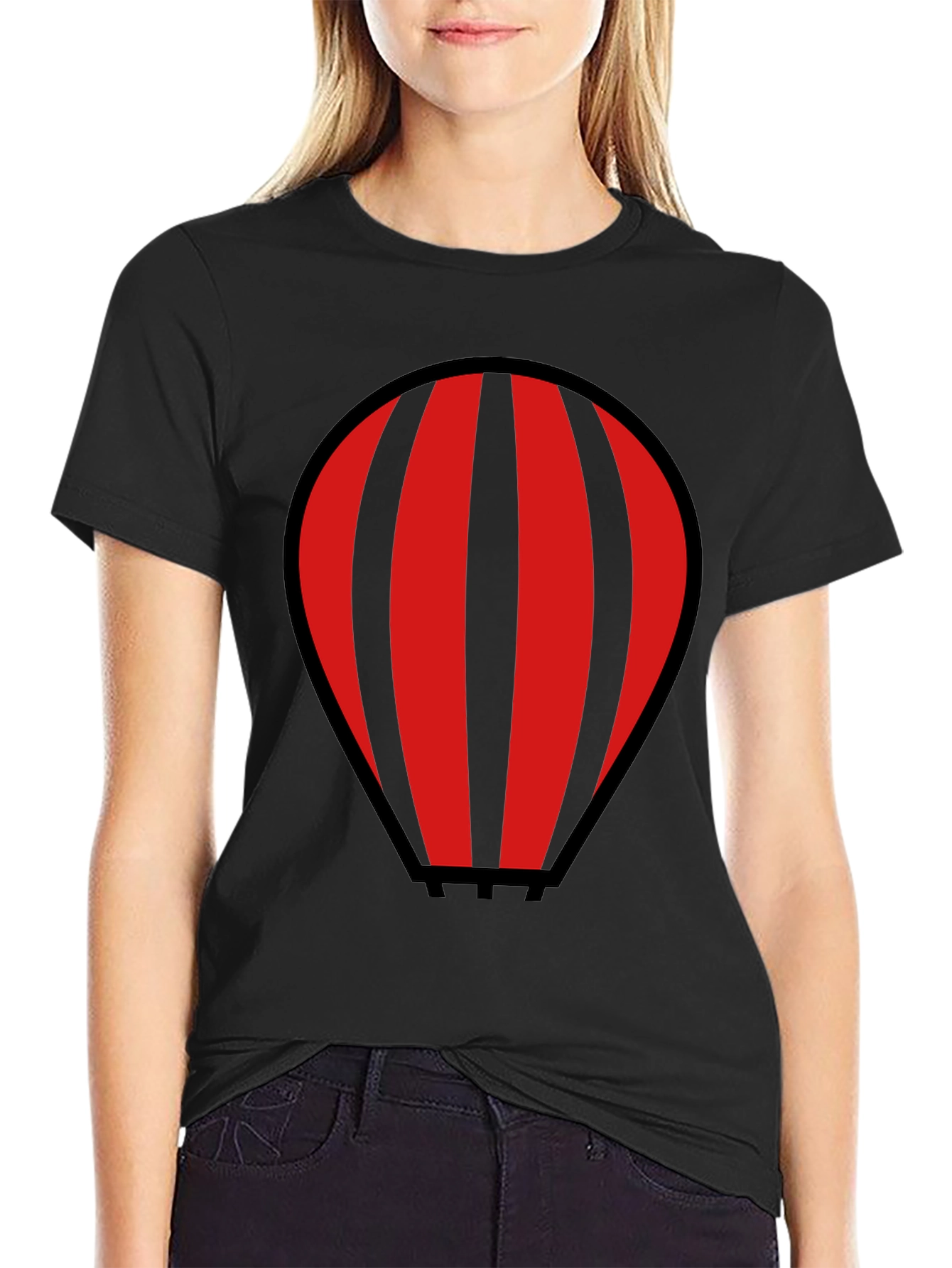 Striped Hot Air Balloon Graphic T-Shirt